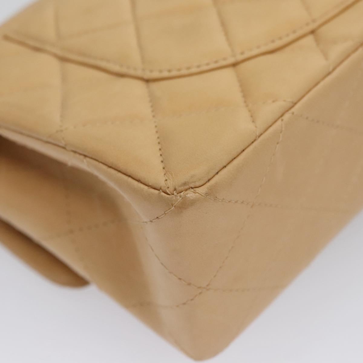 CHANEL Matelasse 25 Chain Shoulder Bag Lamb Skin Beige Gold CC 99970SA