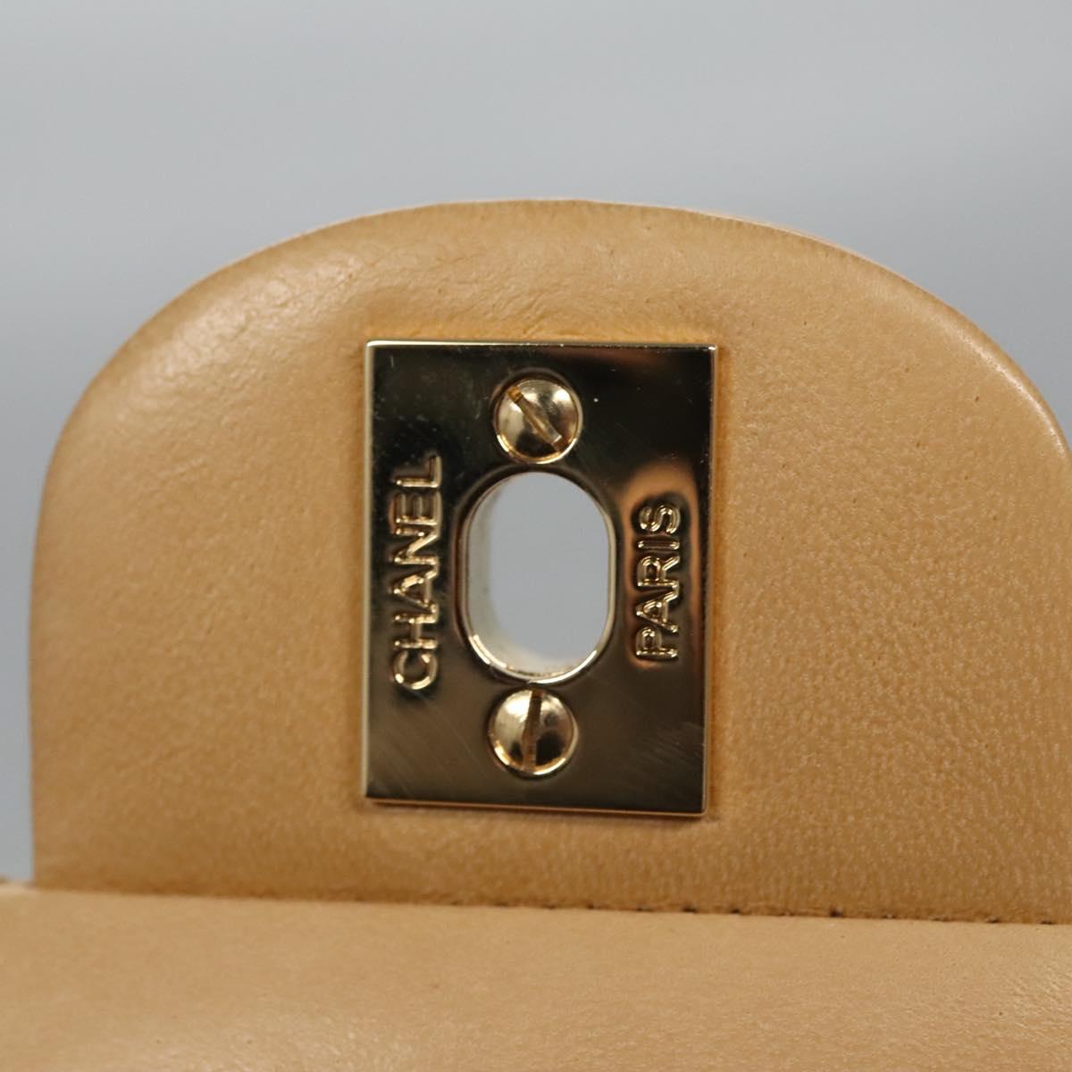 CHANEL Matelasse 25 Chain Shoulder Bag Lamb Skin Beige Gold CC 99970SA
