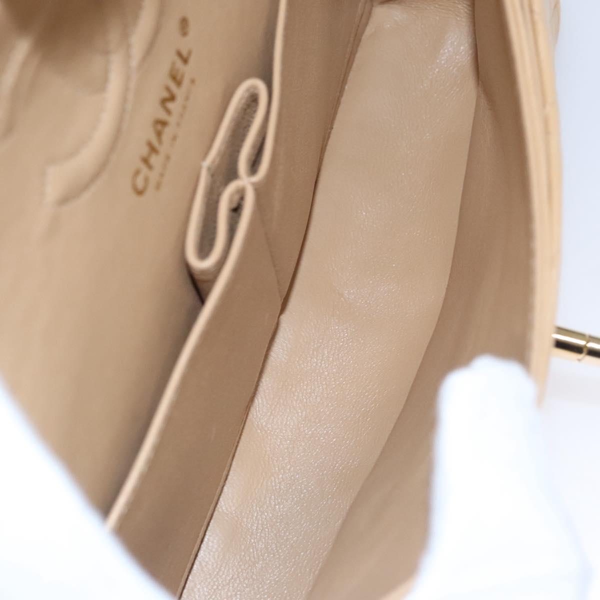 CHANEL Matelasse 25 Chain Shoulder Bag Lamb Skin Beige Gold CC 99970SA