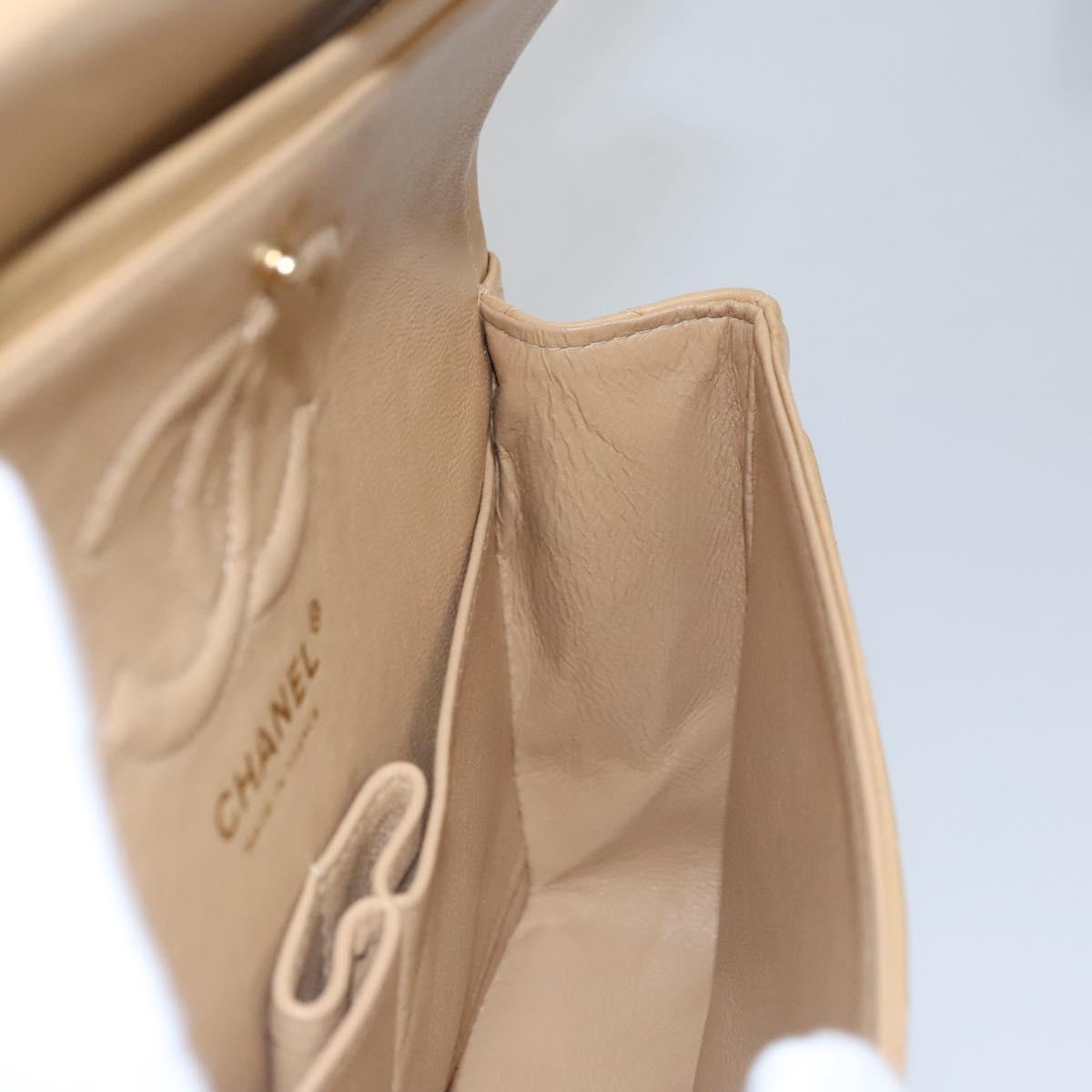 CHANEL Matelasse 25 Chain Shoulder Bag Lamb Skin Beige Gold CC 99970SA