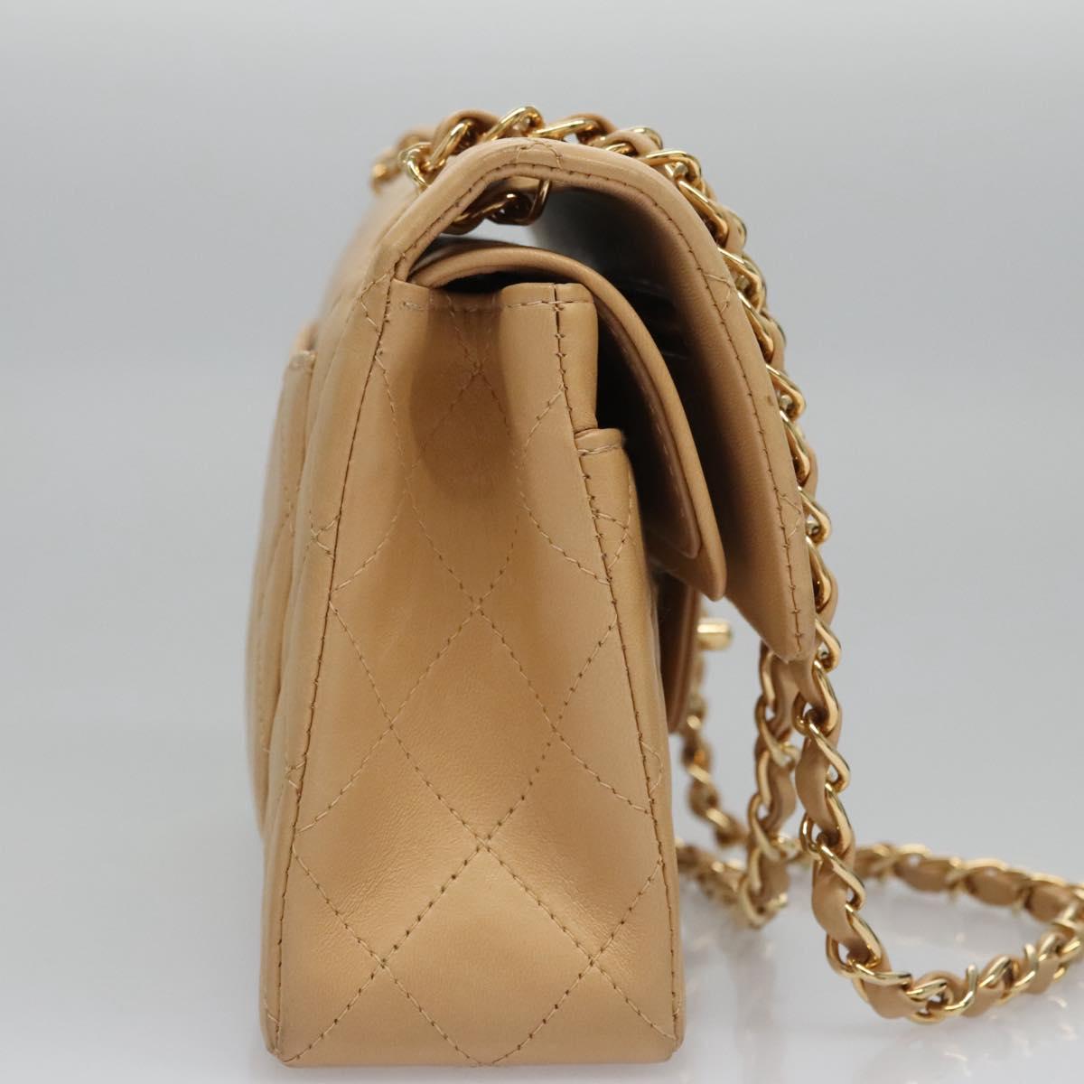 CHANEL Matelasse 25 Chain Shoulder Bag Lamb Skin Beige Gold CC 99970SA