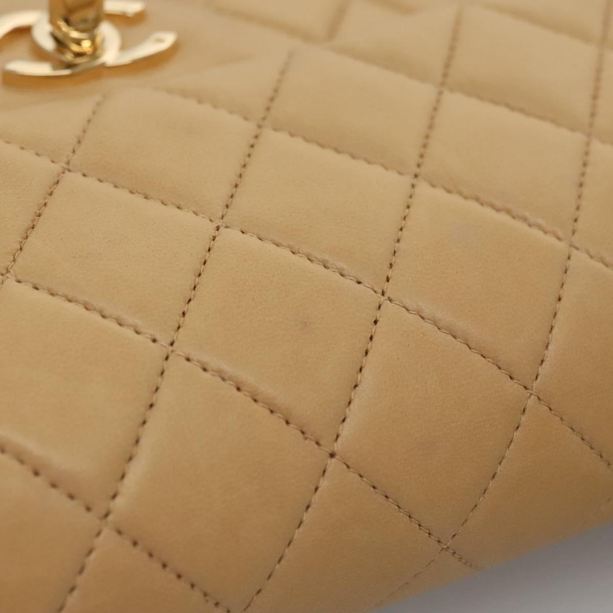 CHANEL Matelasse 25 Chain Shoulder Bag Lamb Skin Beige Gold CC 99970SA