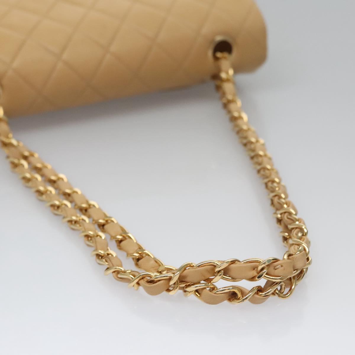 CHANEL Matelasse 25 Chain Shoulder Bag Lamb Skin Beige Gold CC 99970SA