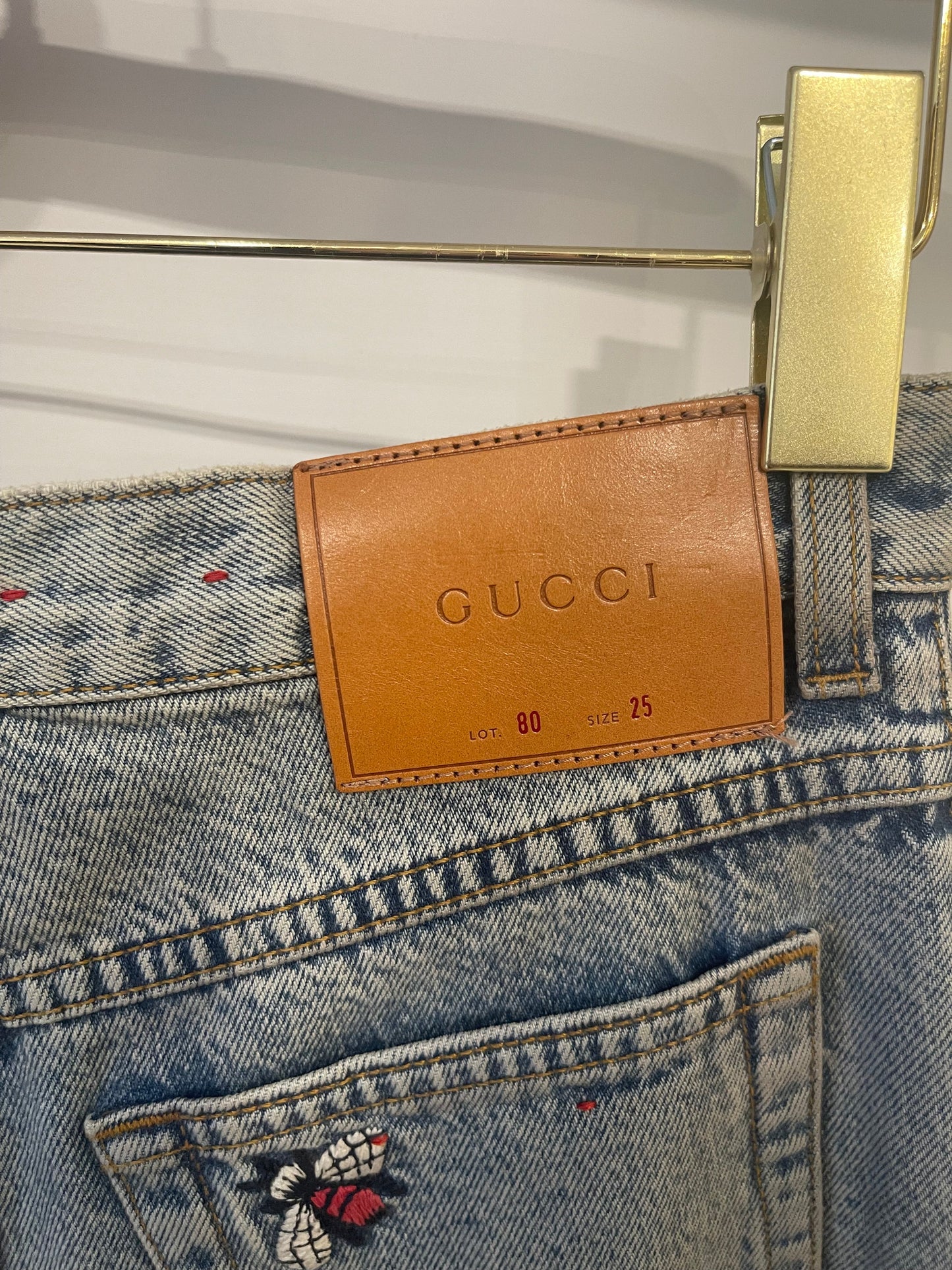 Gucci Blue Straight Loved Jeans with Multicolour Embroideries Size 25 (UK 6)