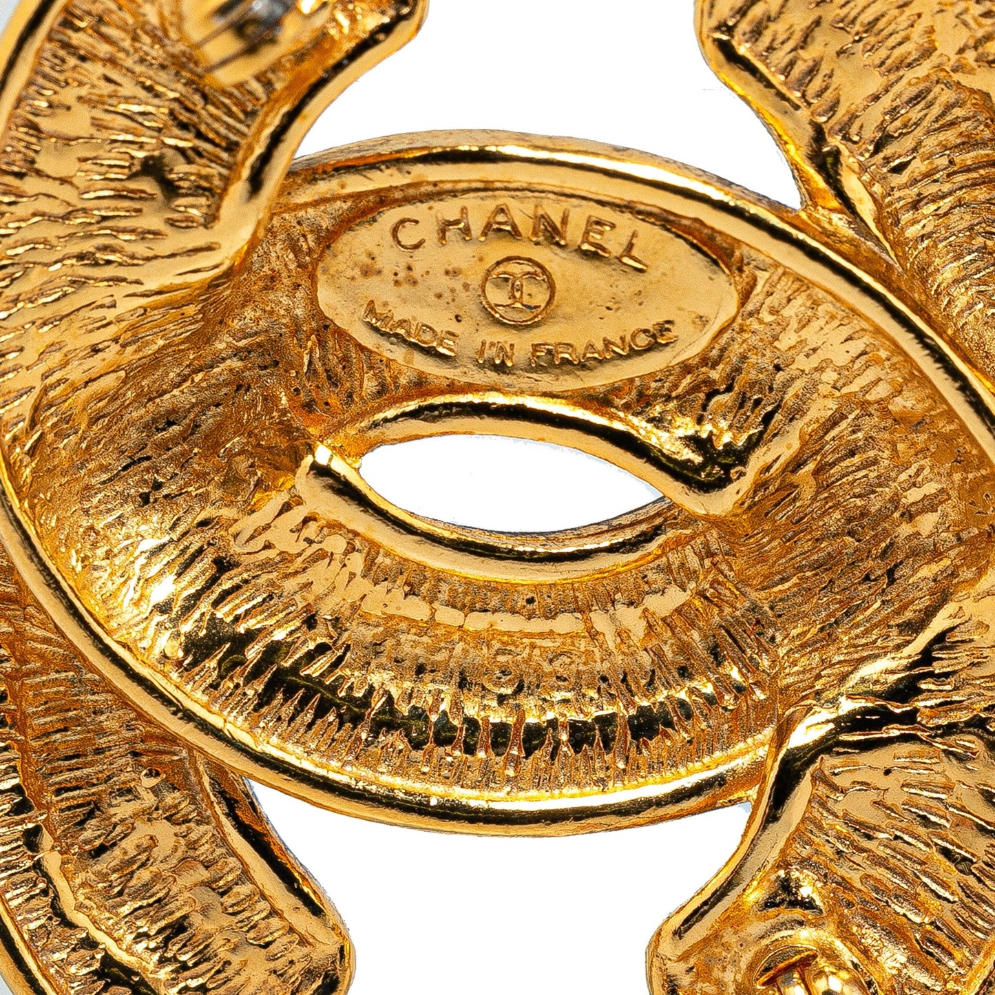 Gold Chanel Gold Plated CC Logos Quilted Brooch