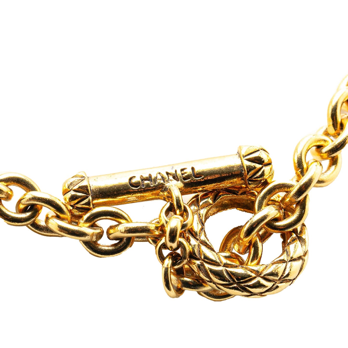 Gold Chanel Gold Plated CC Bullet Long Necklace