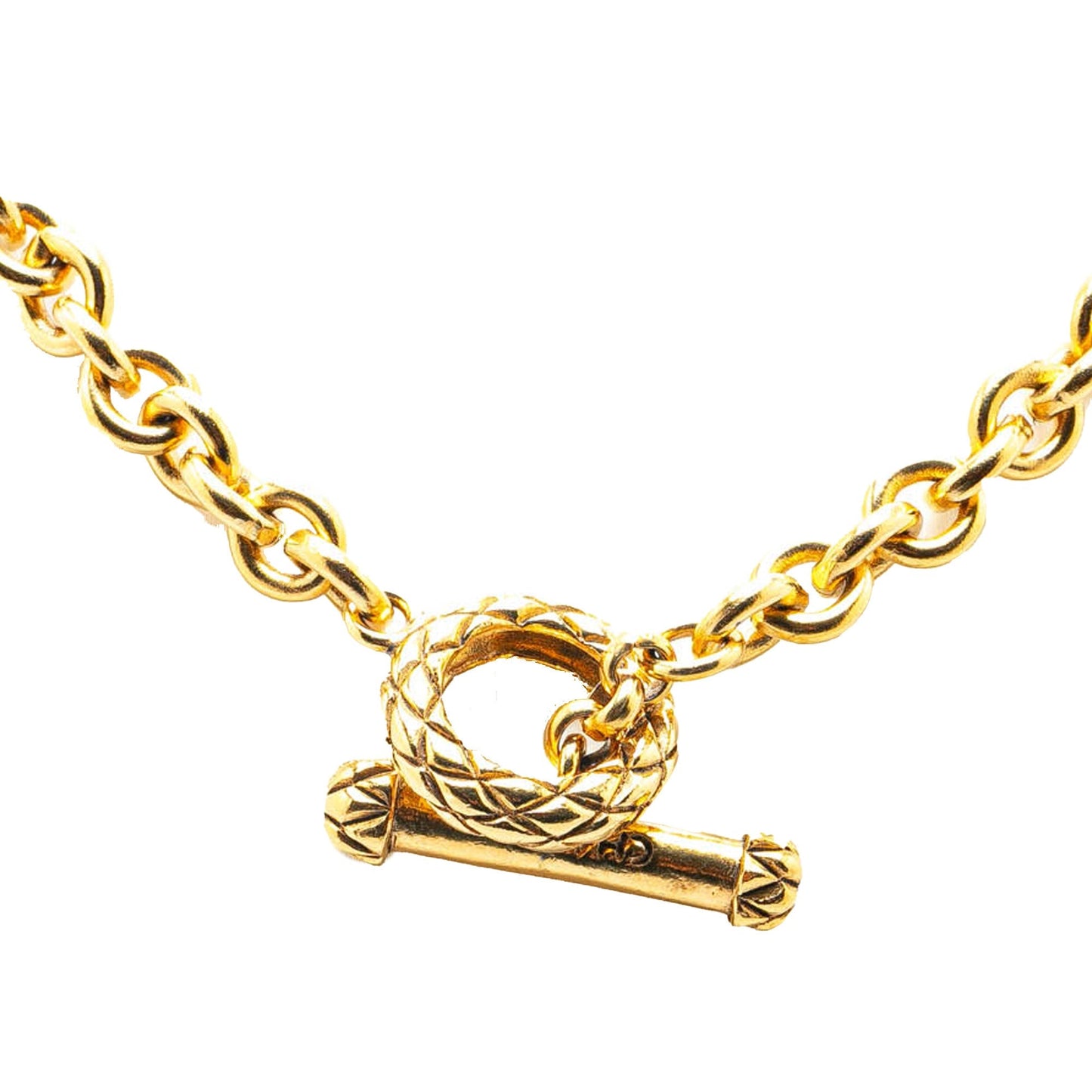 Gold Chanel Gold Plated CC Bullet Long Necklace