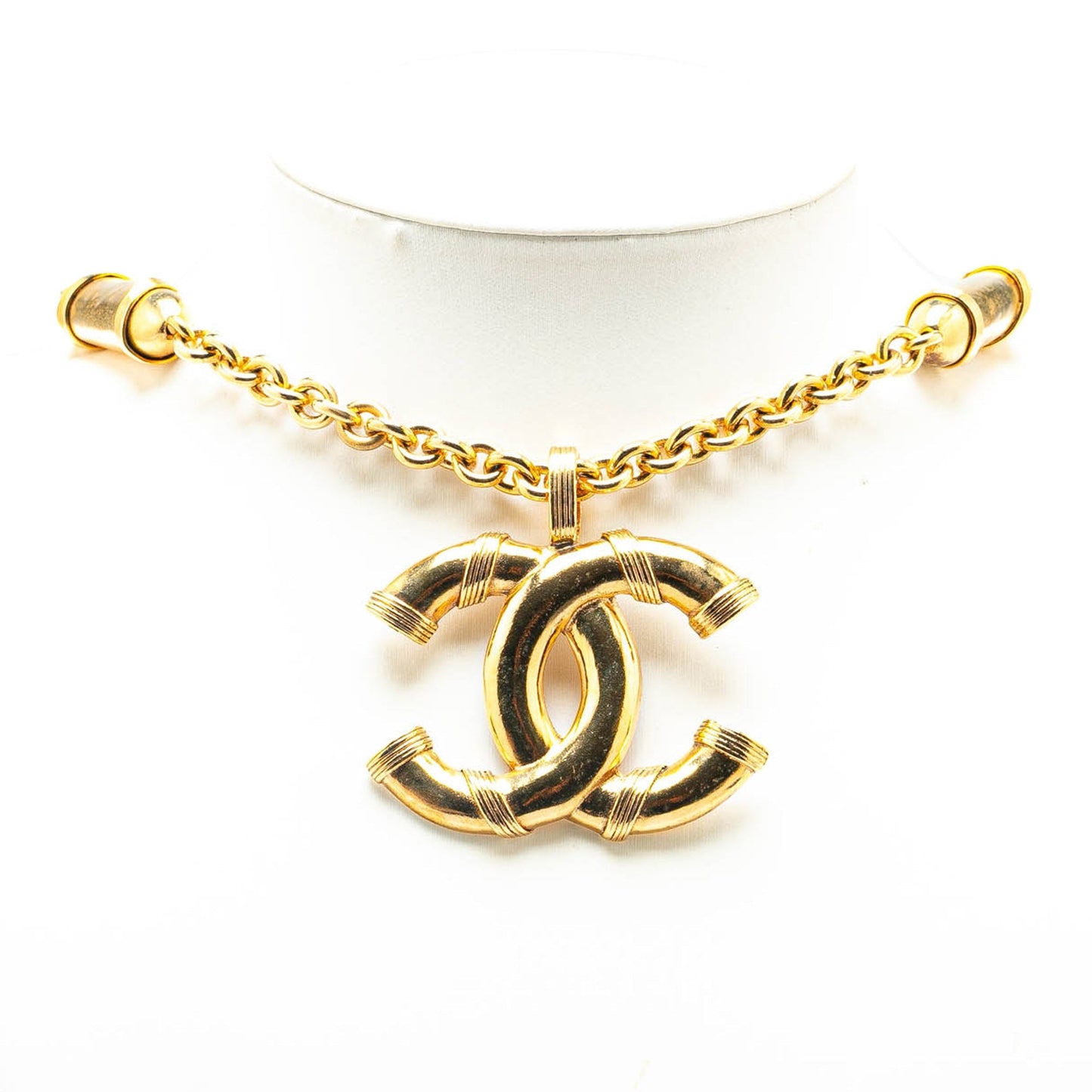 Gold Chanel Gold Plated CC Bullet Long Necklace
