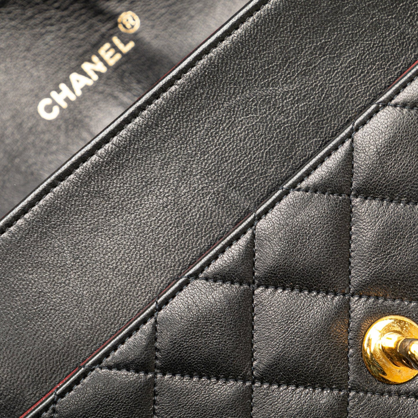Black Chanel CC Bicolor Quilted Lambskin Single Flap Shoulder Bag