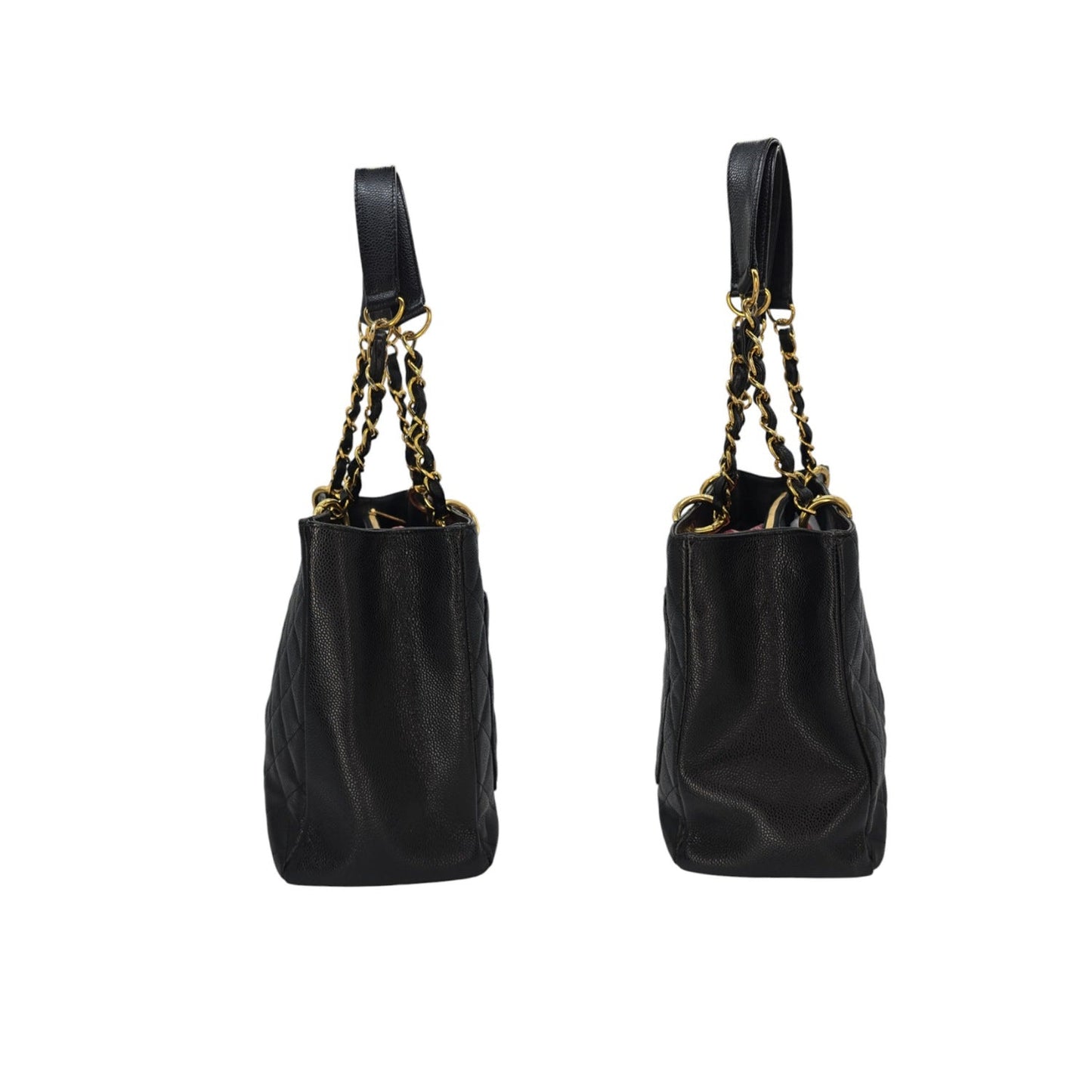 Chanel Vintage Black Quilted Caviar Grand Shopping Tote