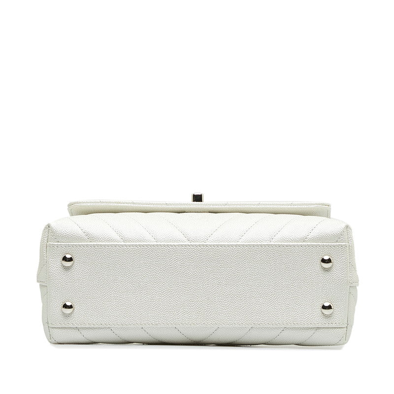 Chanel Chevron V-Stitch Coco Handle Caviar Skin Handbag