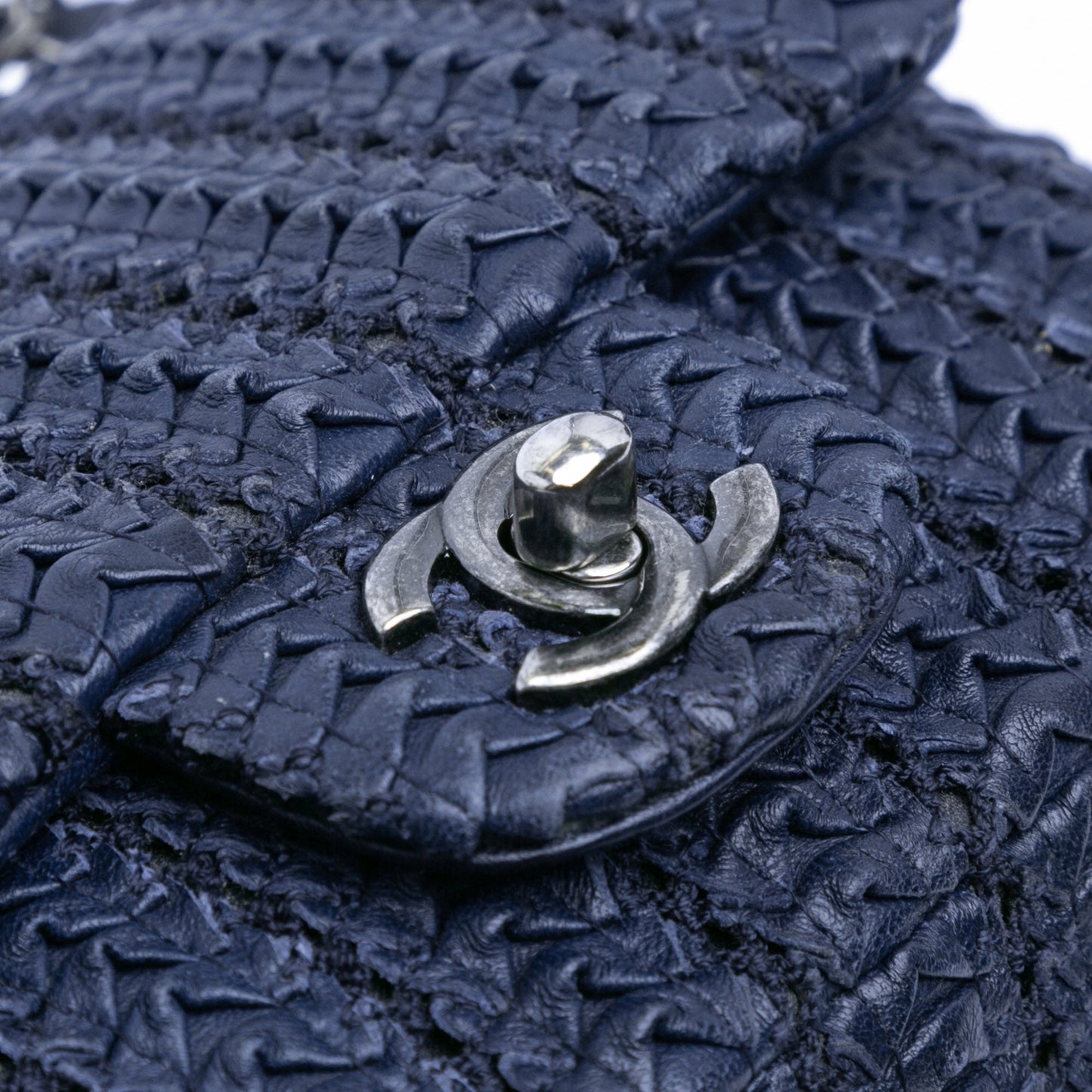 Blue Chanel Paris Seoul Mini Crochet Lambskin Single Flap Crossbody Bag