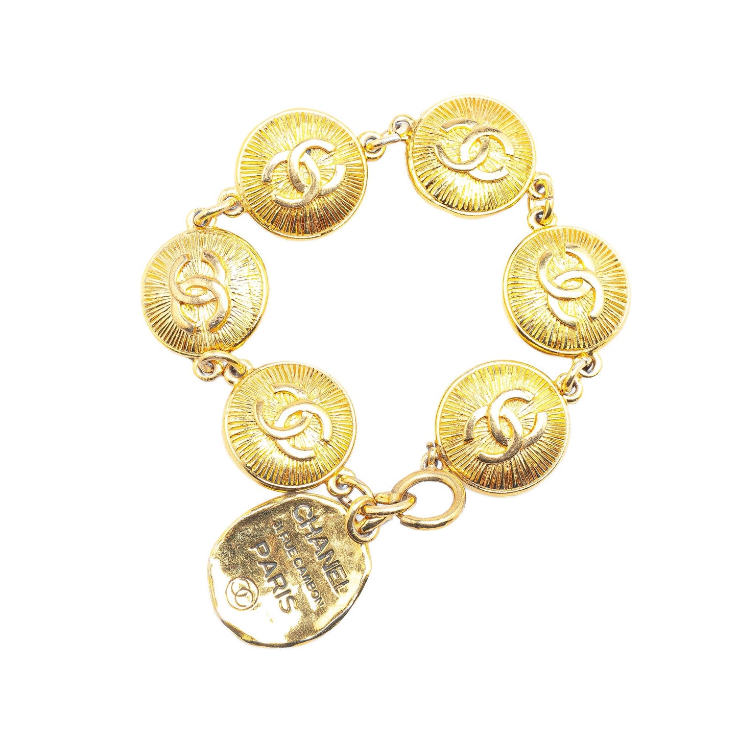 Gold Chanel Gold Plated CC Medallion Bracelet