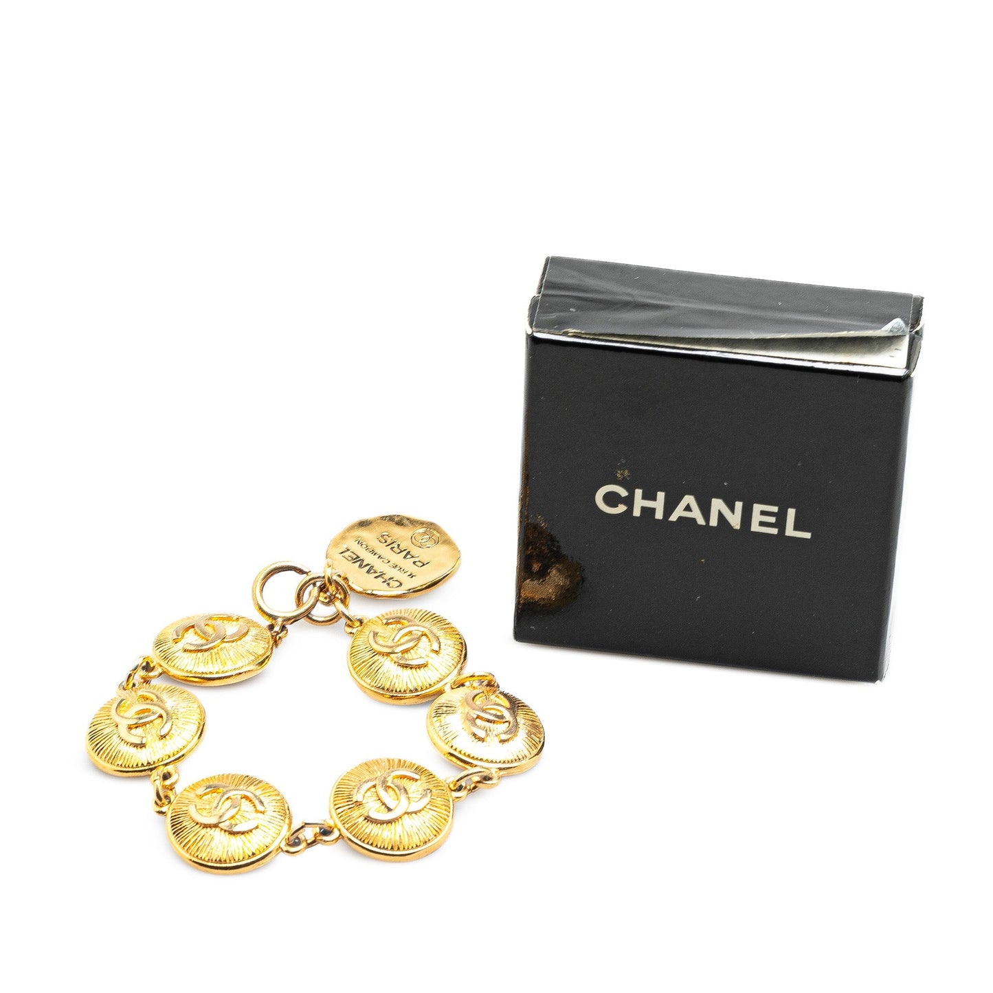Gold Chanel Gold Plated CC Medallion Bracelet