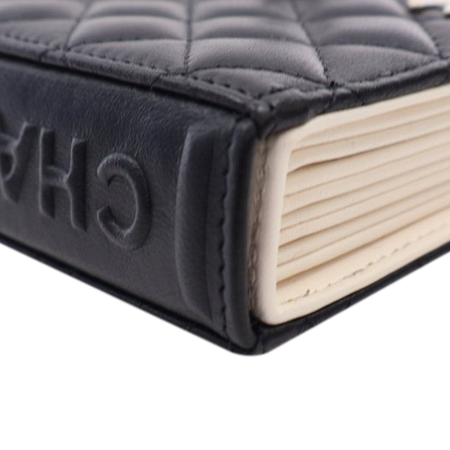 Black Chanel Quilted Lambskin Book Card Holder On Chain Crossbody Bag