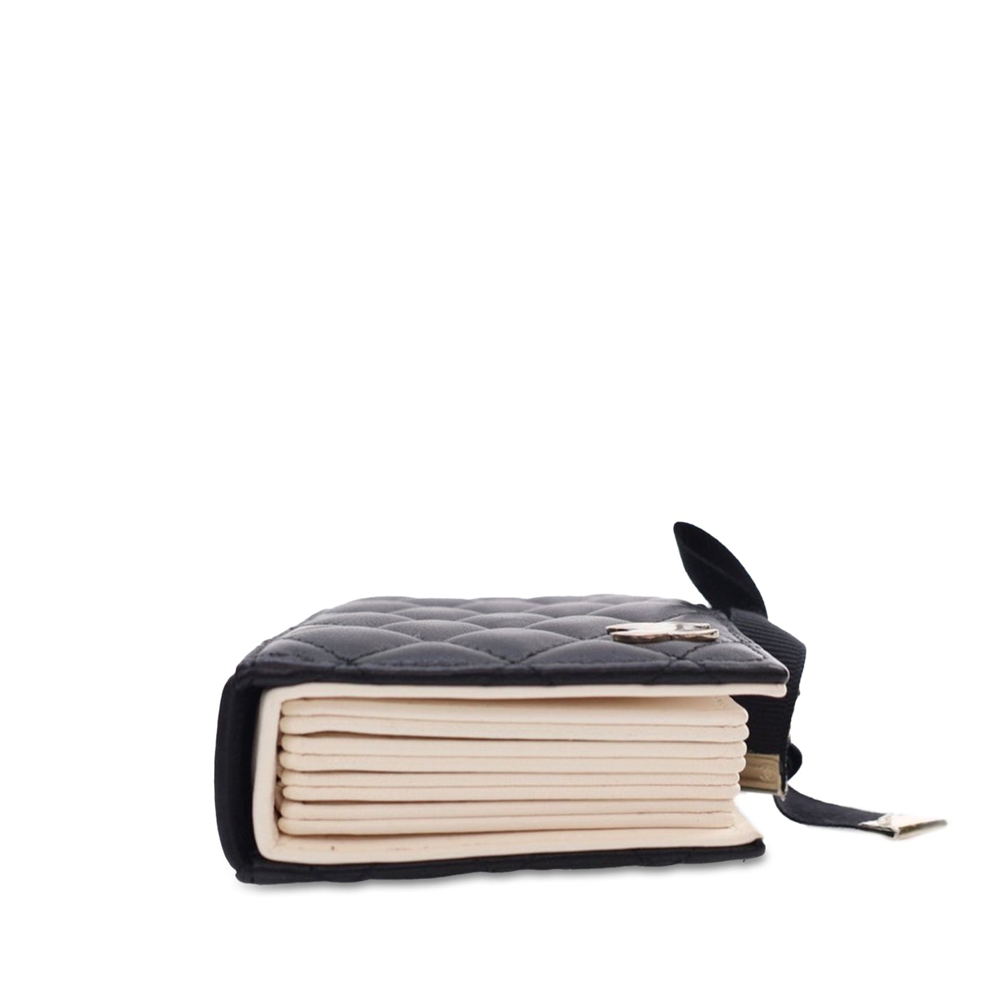Black Chanel Quilted Lambskin Book Card Holder On Chain Crossbody Bag