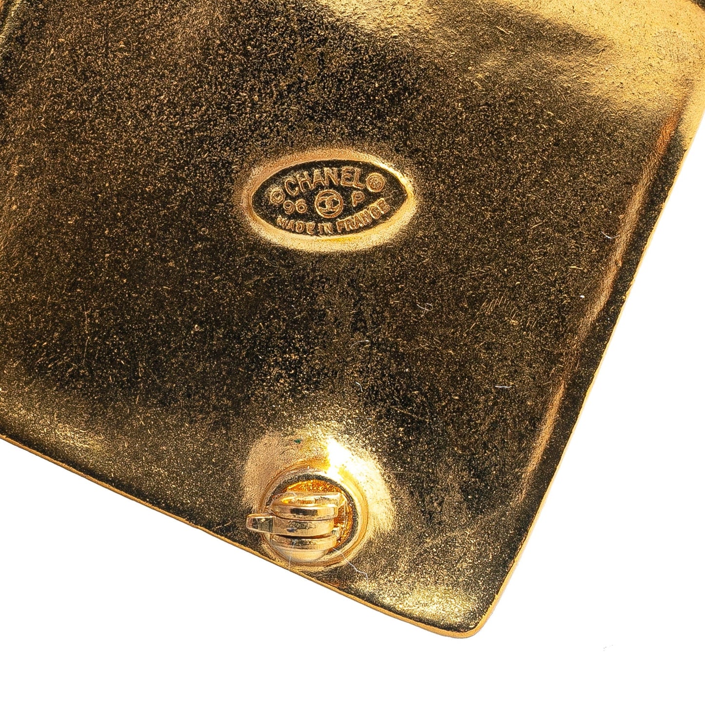 Gold Chanel Gold Plated CC Diamond Brooch