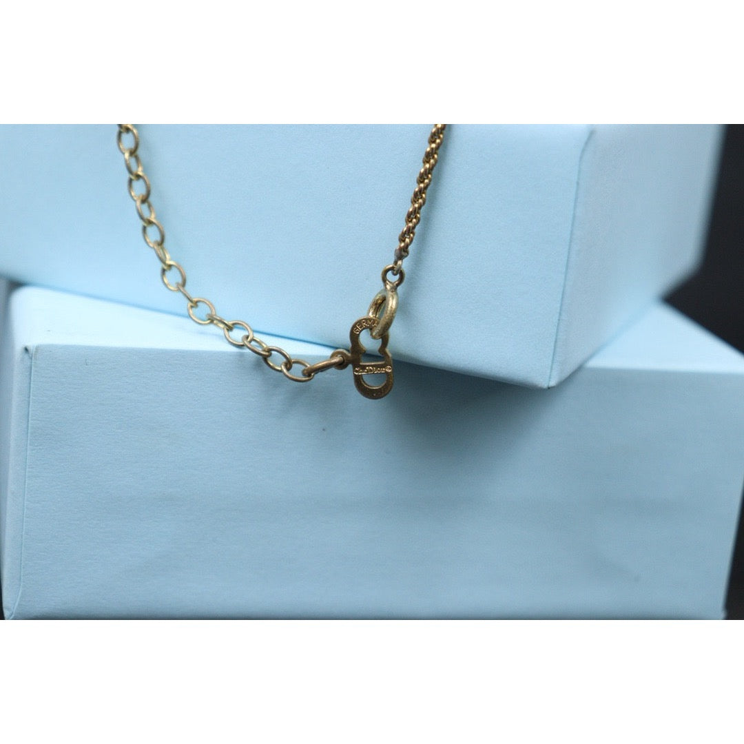 Good ( Rank AB) Dior CD Necklace Gold Plated VT25030126