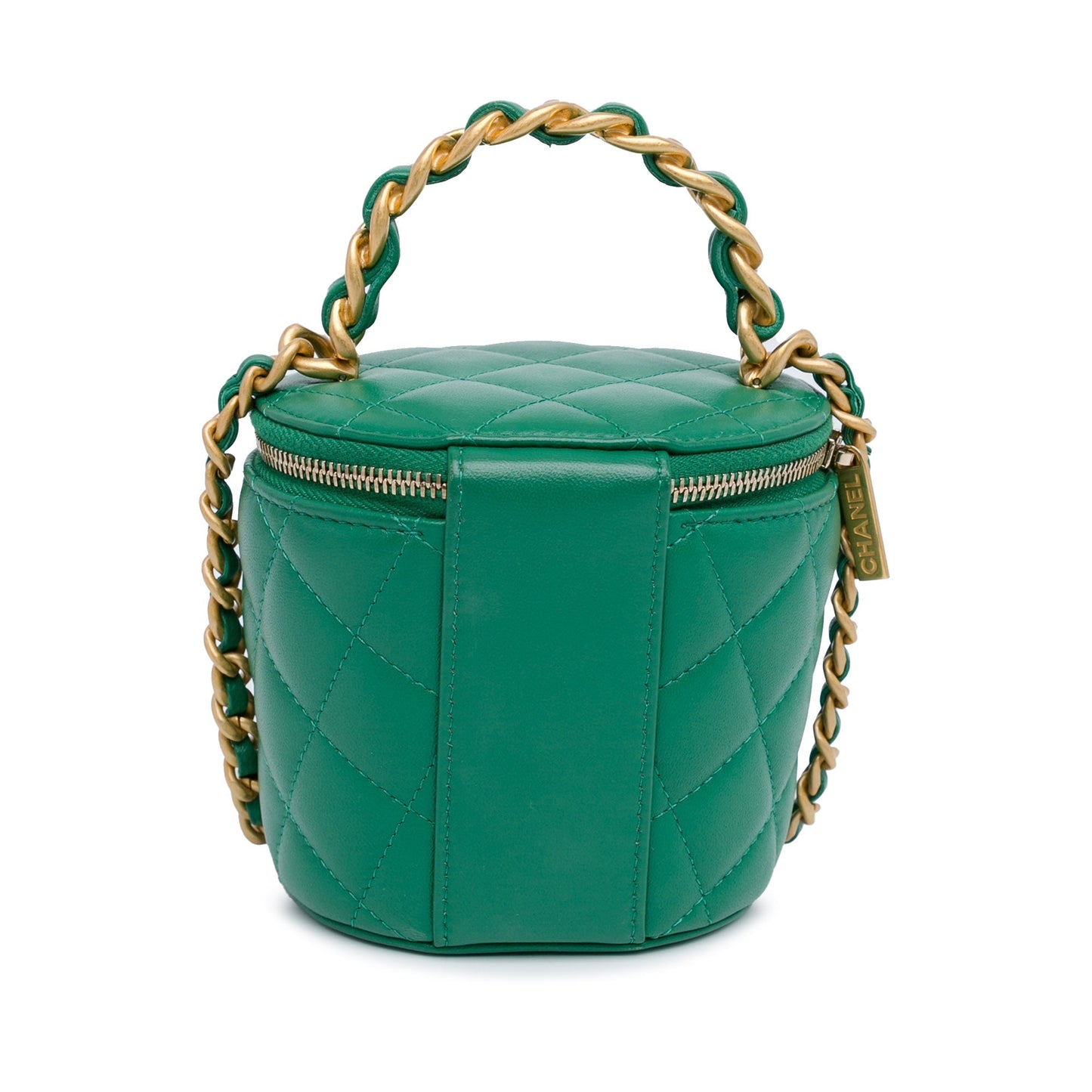 Green Chanel Quilted Lambskin Afternoon Tea Vanity Case with Chain Satchel