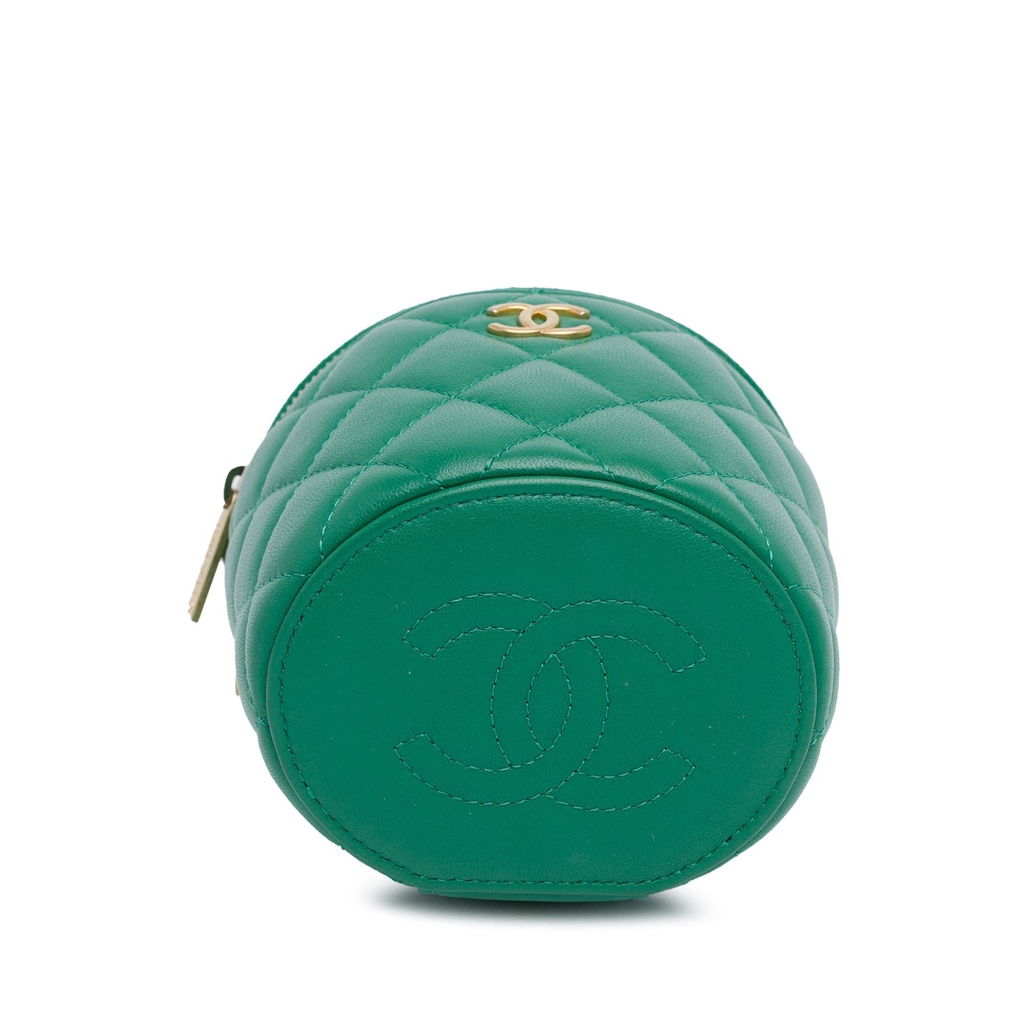 Green Chanel Quilted Lambskin Afternoon Tea Vanity Case with Chain Satchel