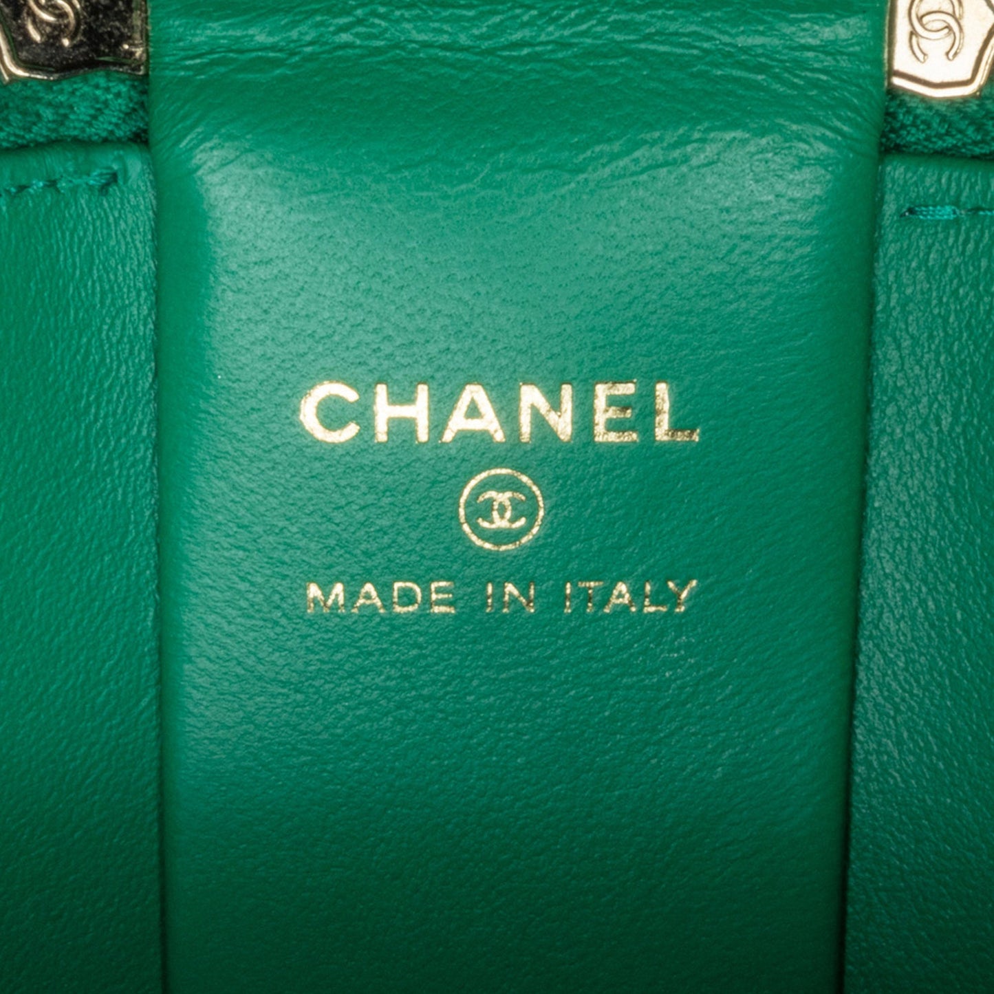 Green Chanel Quilted Lambskin Afternoon Tea Vanity Case with Chain Satchel
