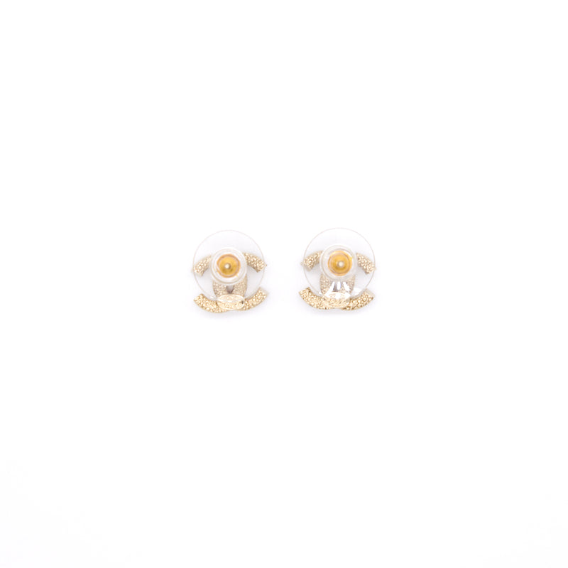 Chanel Light Gold CC Crystal Stud Earnings