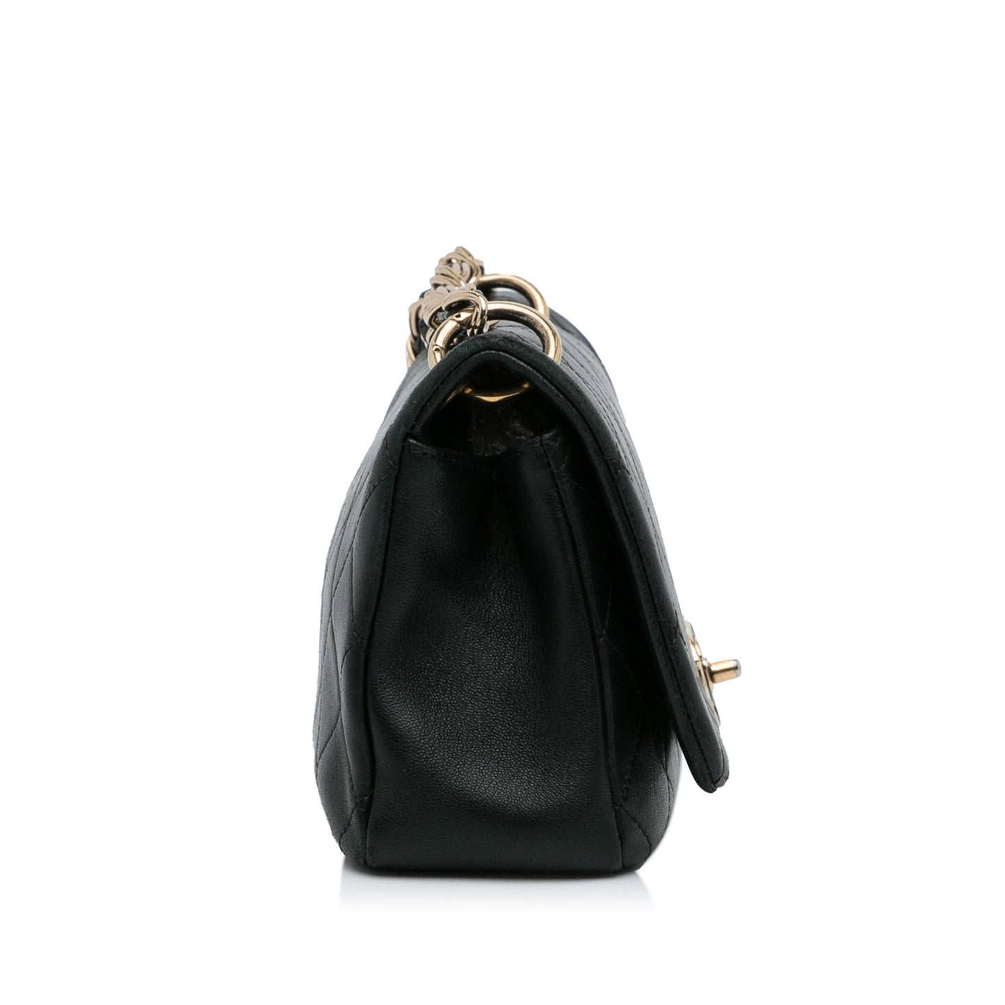 Black Chanel Large Lambskin Twist Chain Enamel CC Flap Crossbody Bag
