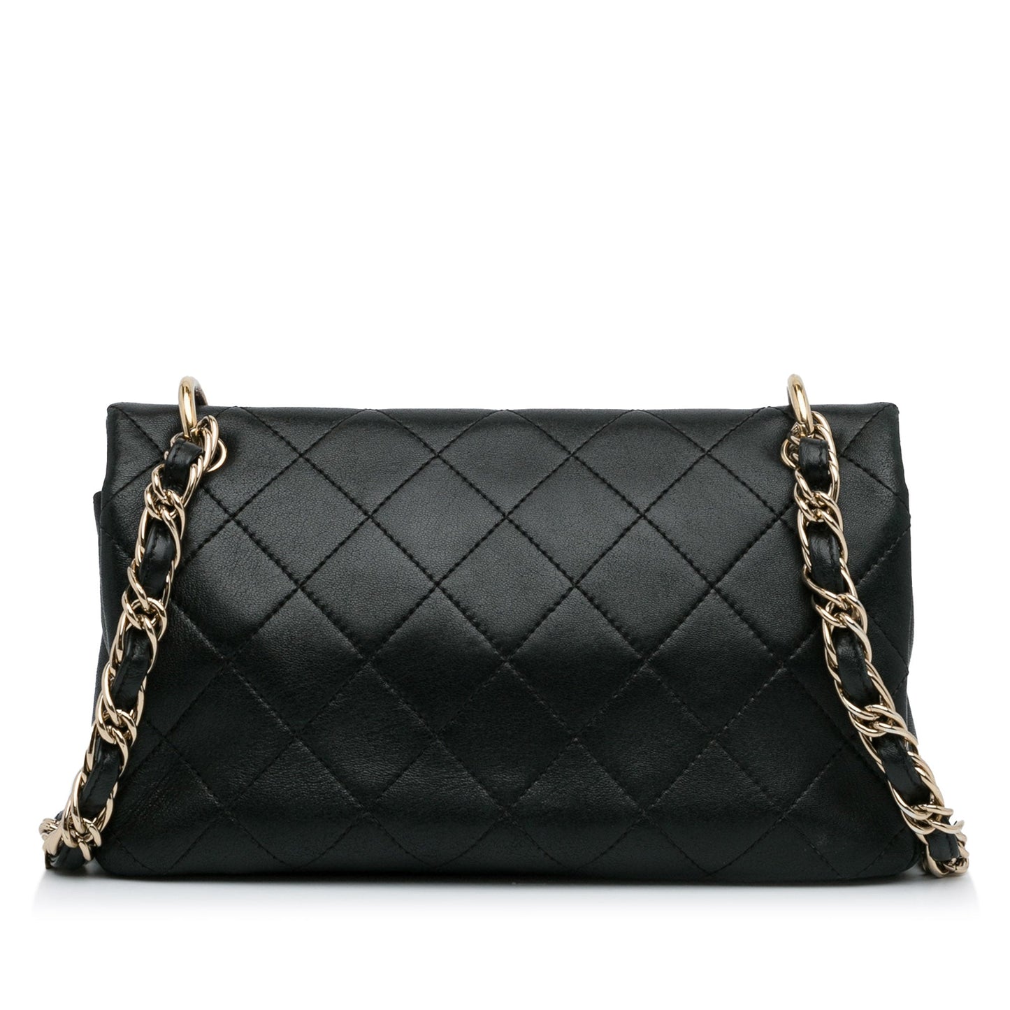 Black Chanel Large Lambskin Twist Chain Enamel CC Flap Crossbody Bag