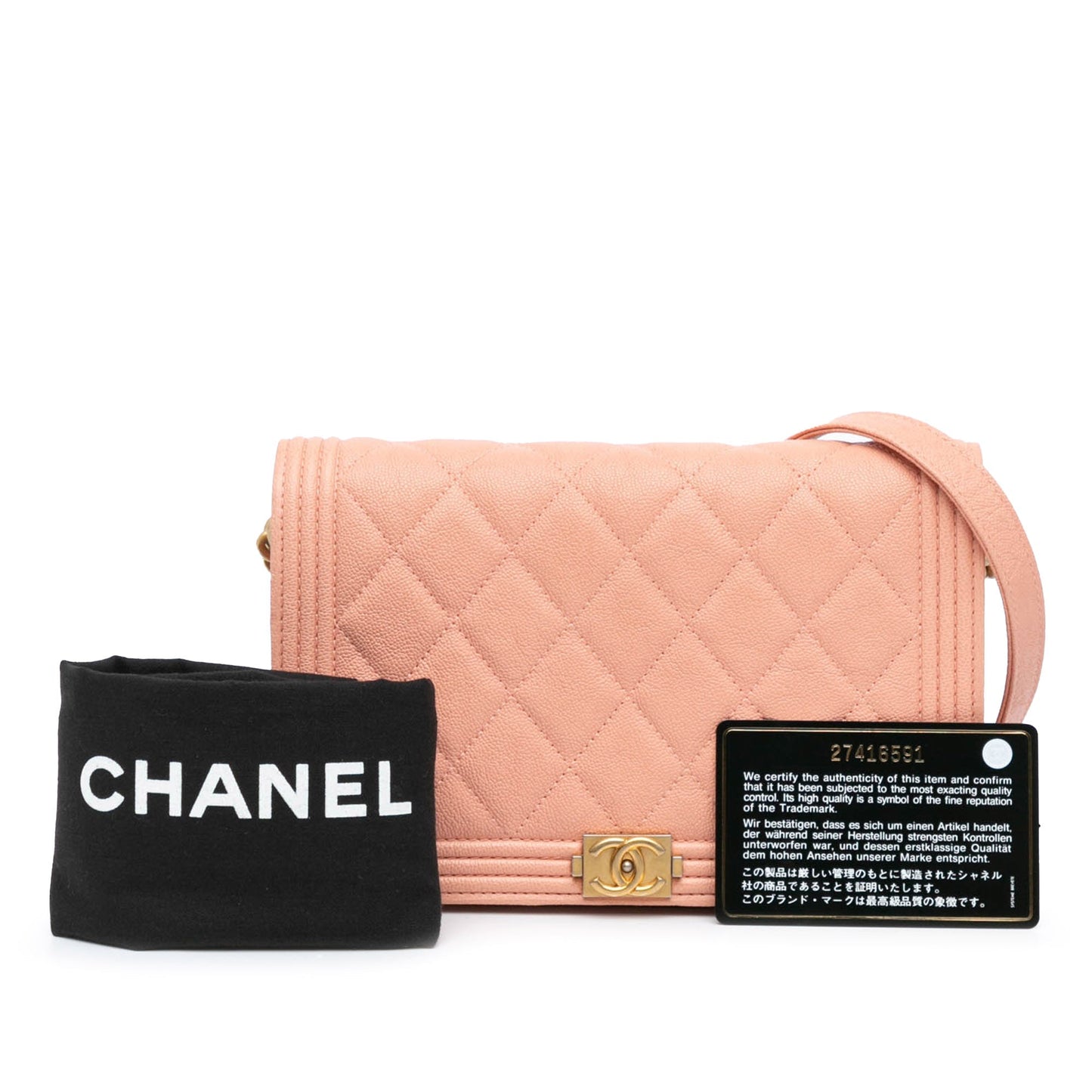 Chanel Sac Quilted Caviar Boy Wallet on Chain