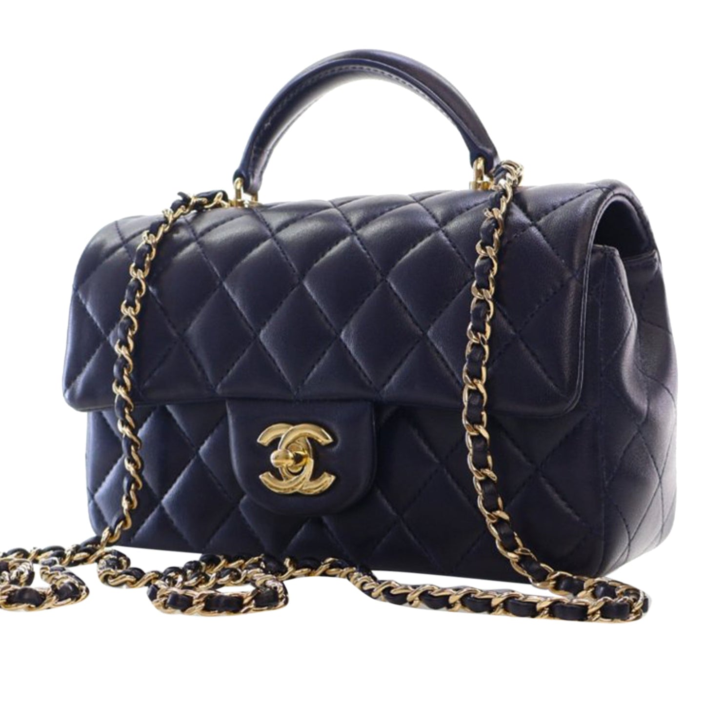 Chanel Sac Mini Rectangular Lambskin Top Handle Flap