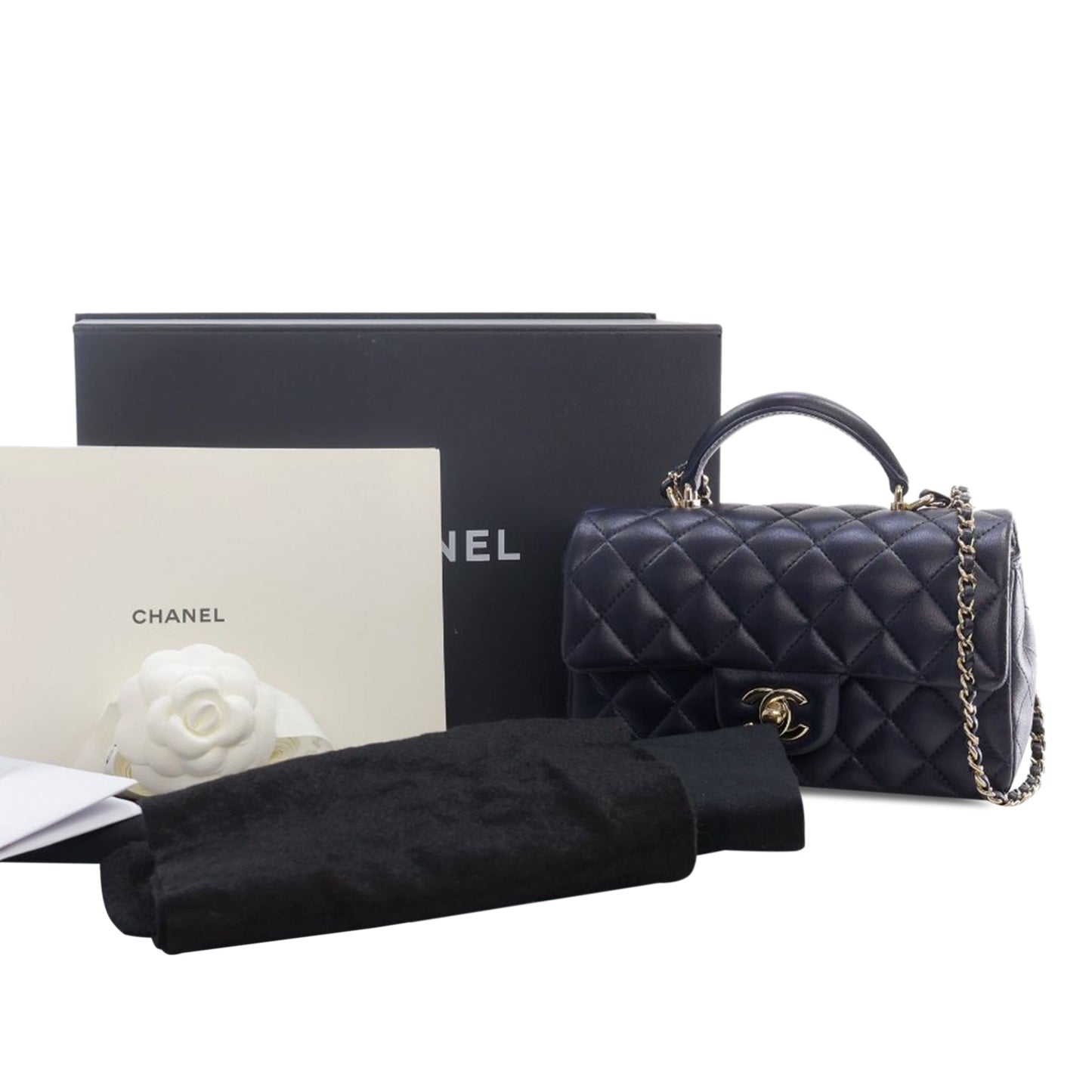 Chanel Sac Mini Rectangular Lambskin Top Handle Flap