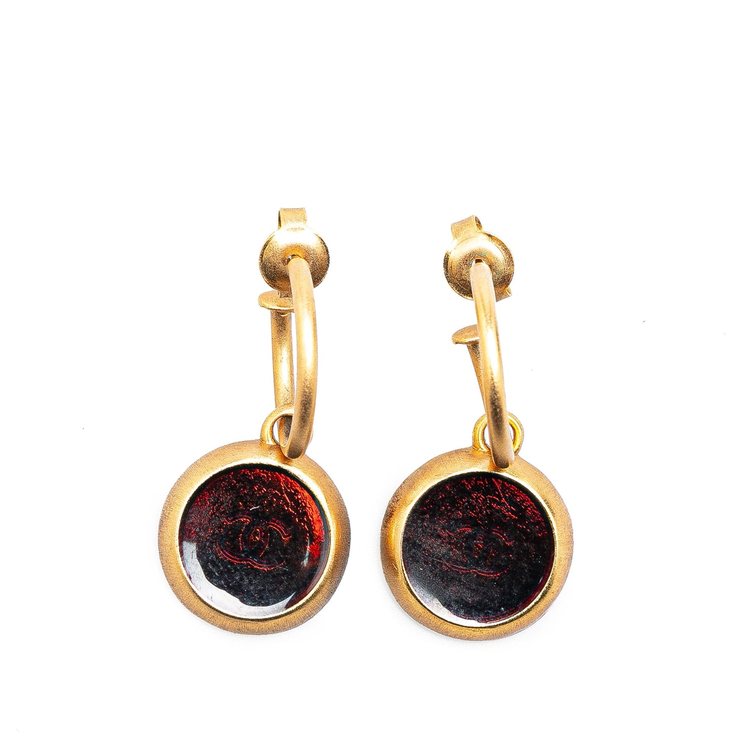 Gold Chanel Gold Plated Round Swing Push Back Earrings
