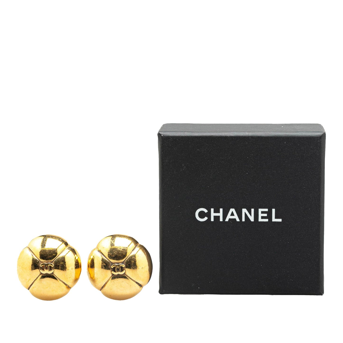 Gold Chanel Gold Plated CC Clip On Earrings