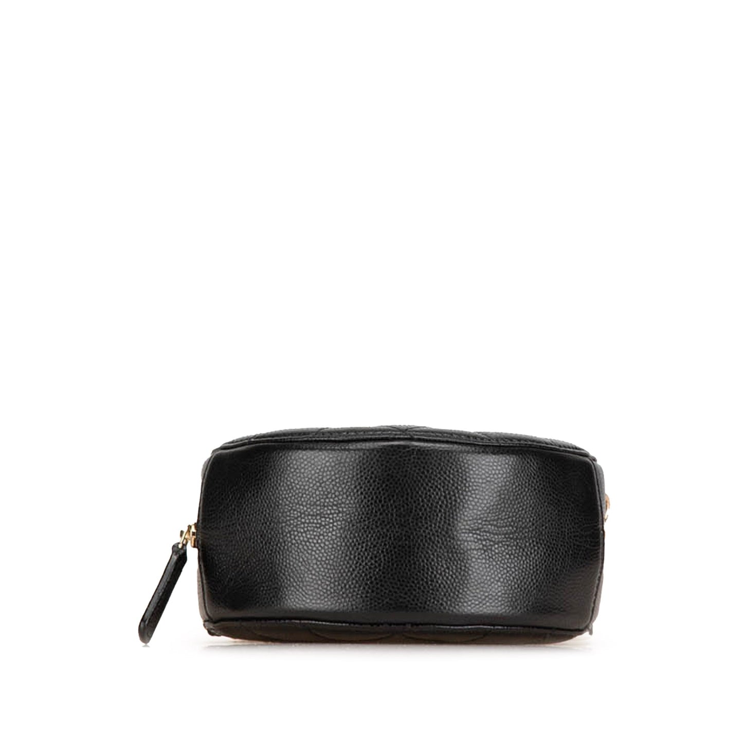 Black Chanel Quilted Caviar Crystal CC Round Clutch With Chain Crossbody Bag