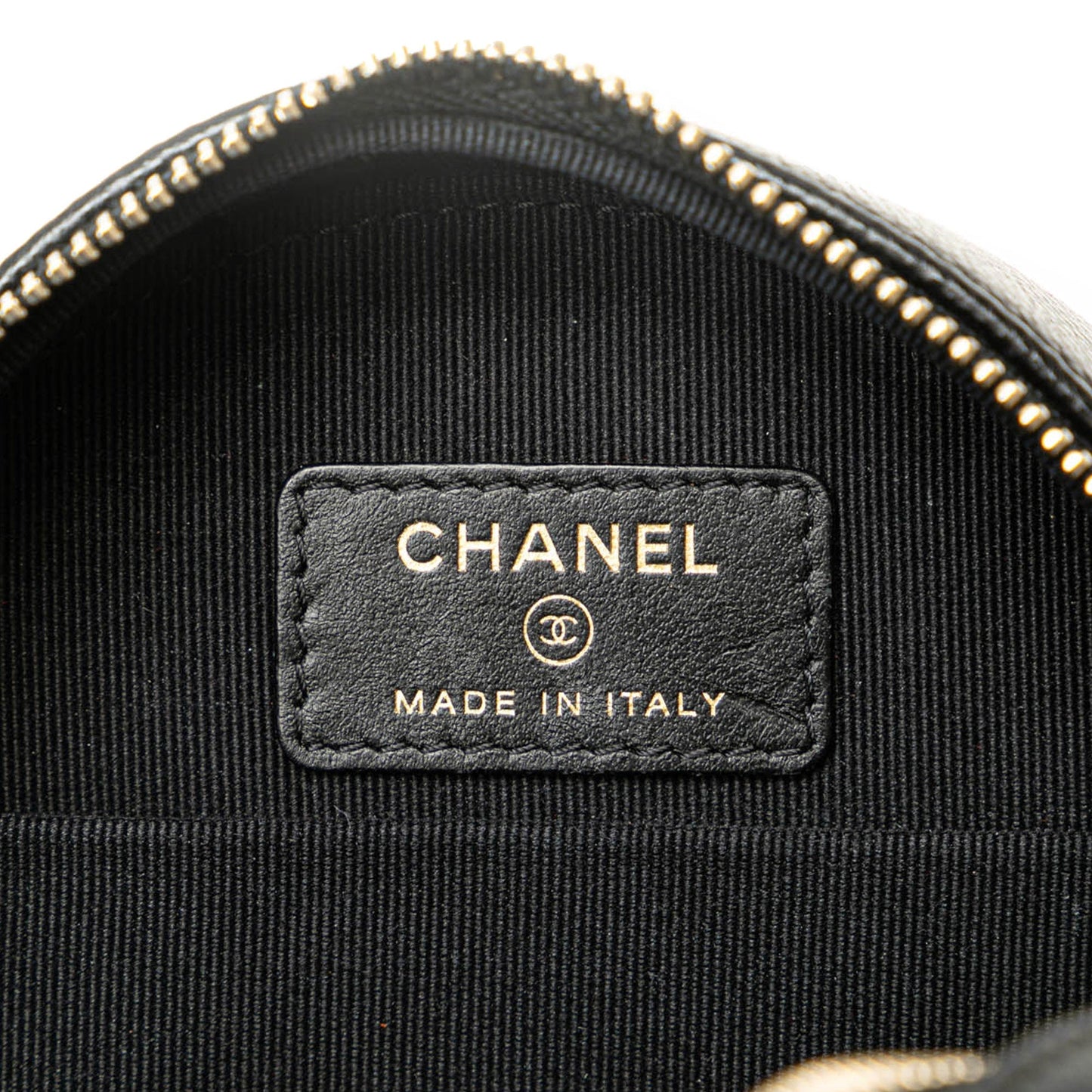 Black Chanel Quilted Caviar Crystal CC Round Clutch With Chain Crossbody Bag