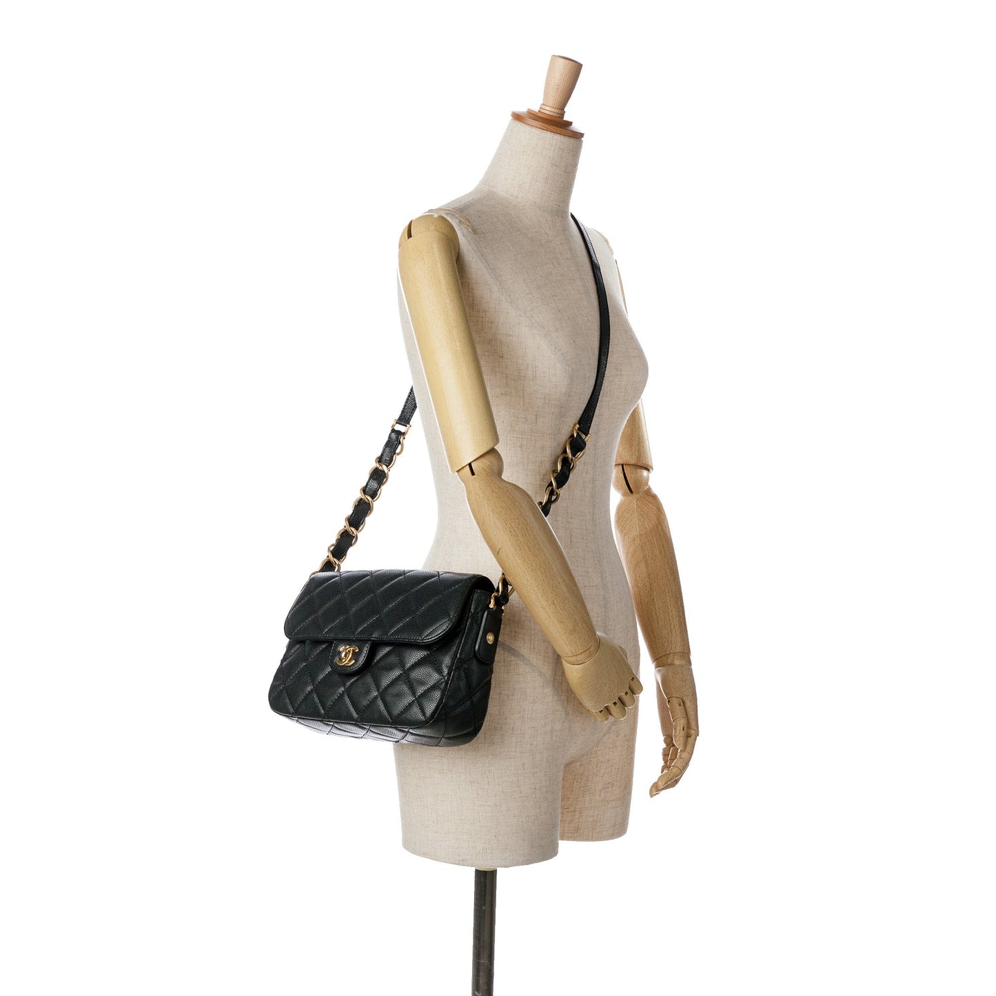 Black Chanel Quilted Caviar Single Flap Crossbody Bag