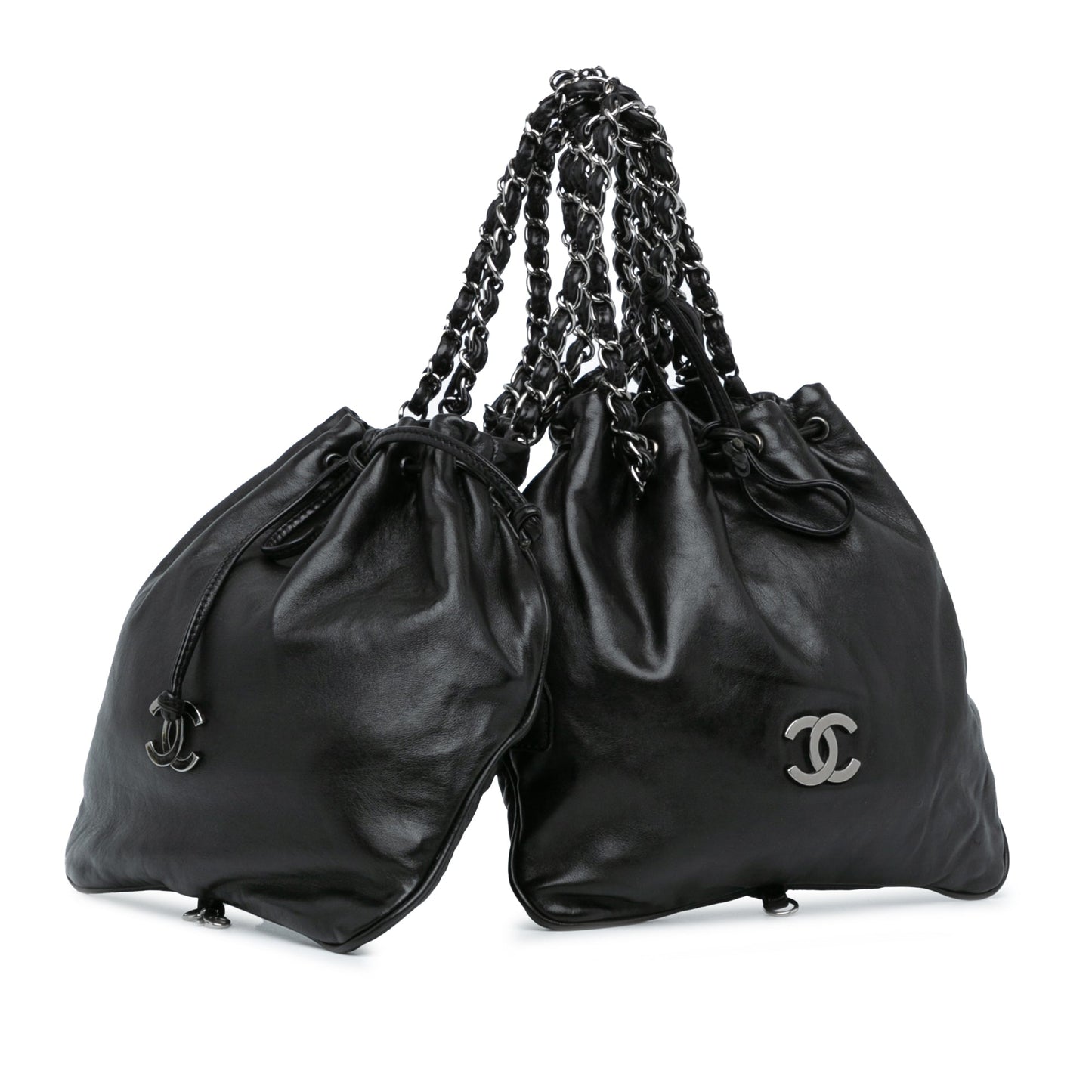 Chanel Sac CC Calfskin Dual Twin Chain Handbag