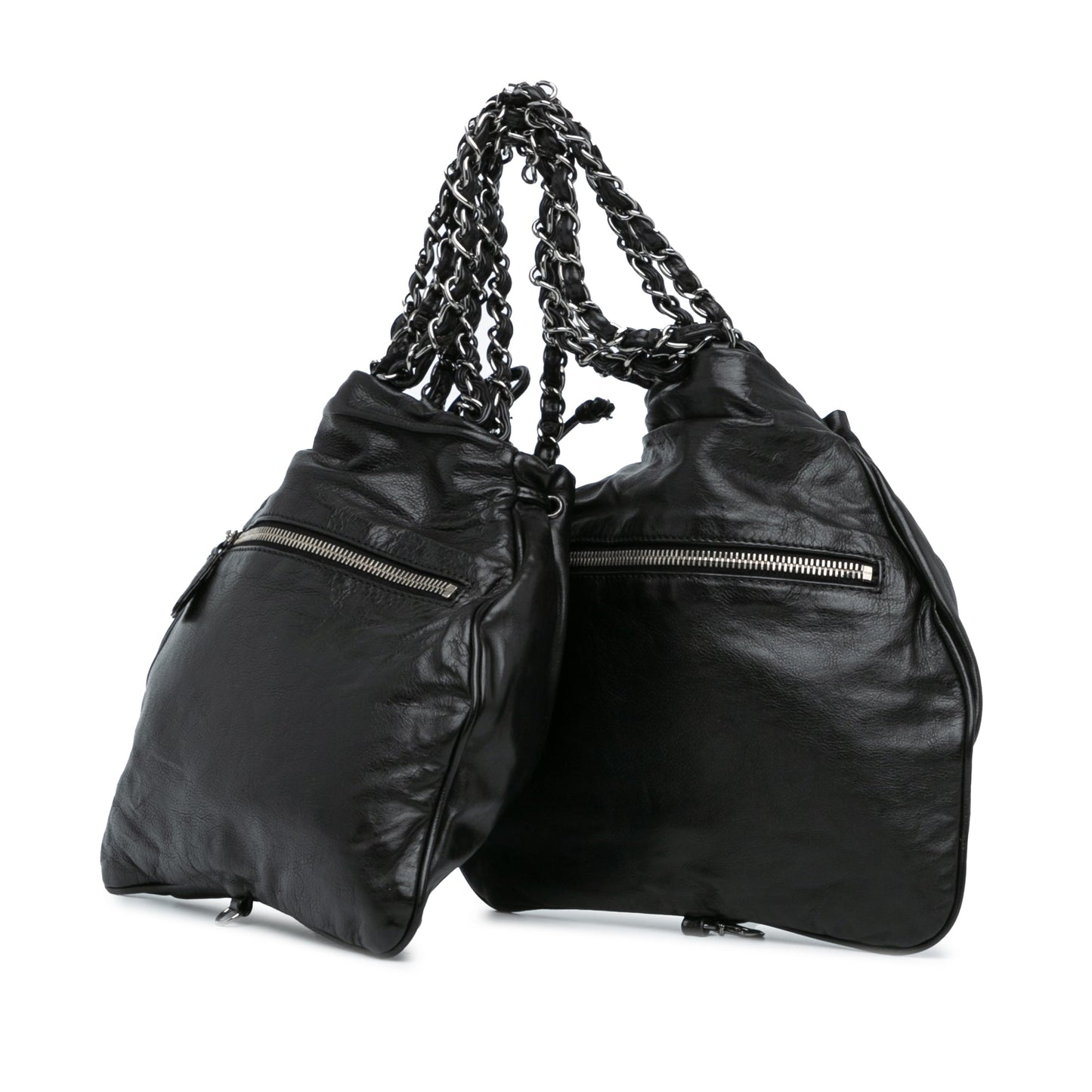 Chanel Sac CC Calfskin Dual Twin Chain Handbag
