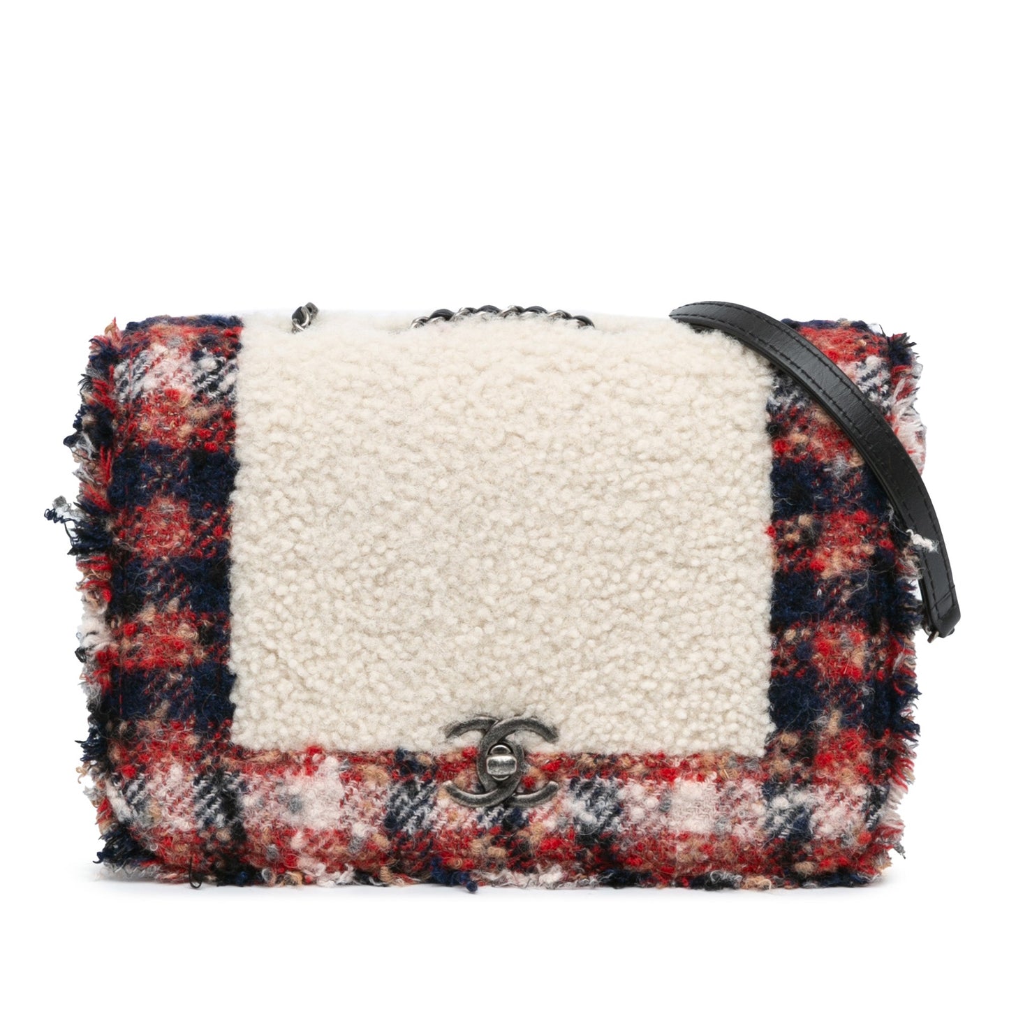 Chanel Sac CC Tweed and Shearling Single Flap