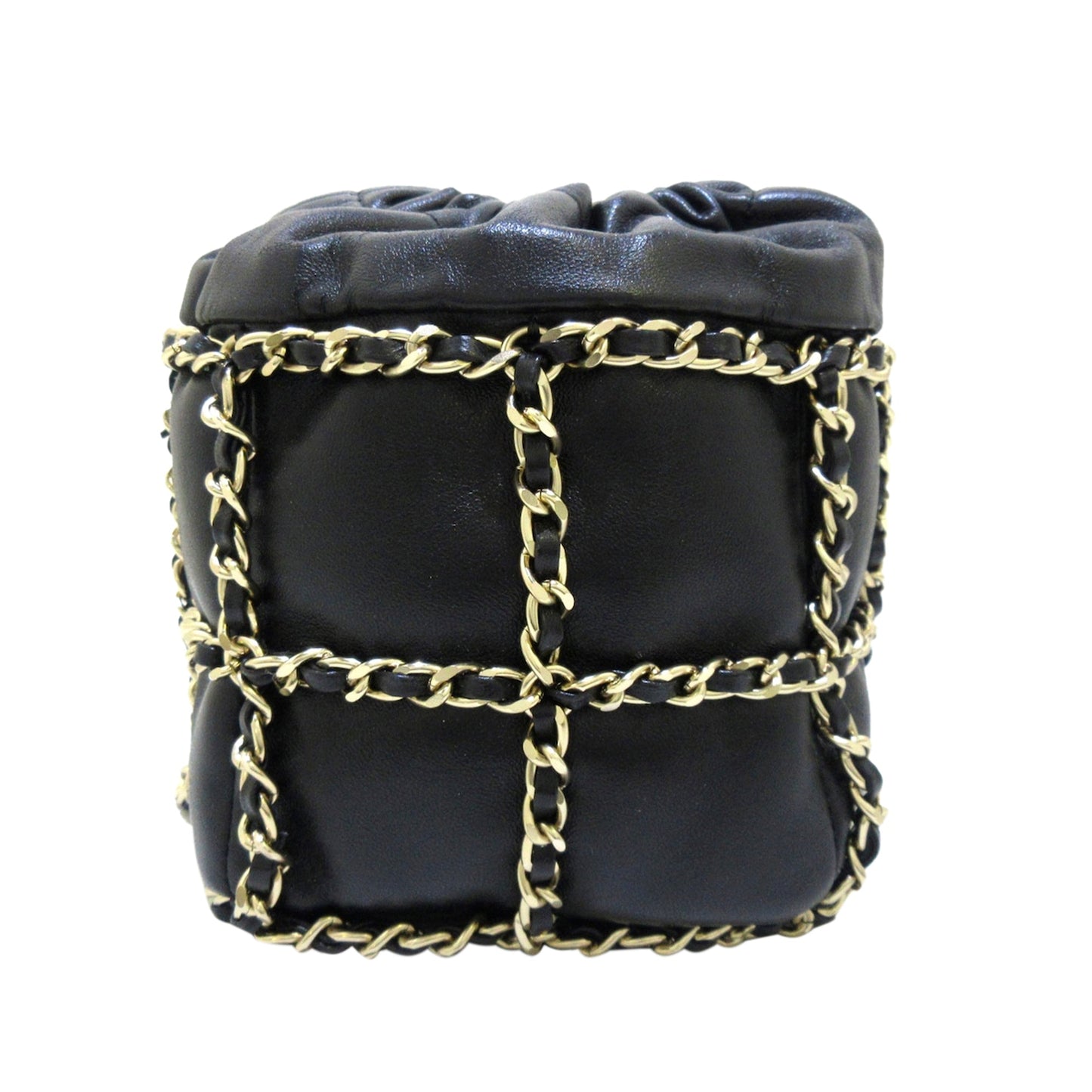 Black Chanel CC Chain Lambskin Leather Bucket Bag