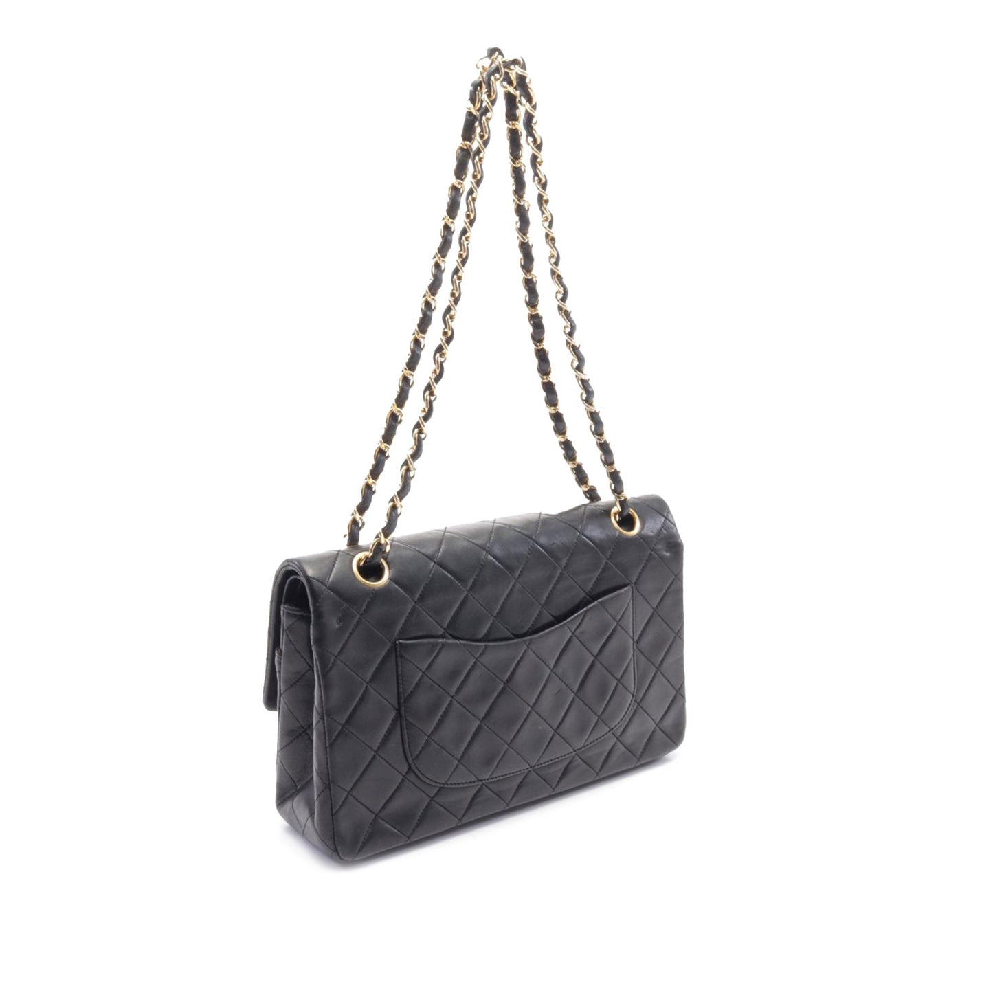 Black Chanel Medium Classic Lambskin Double Flap Shoulder Bag
