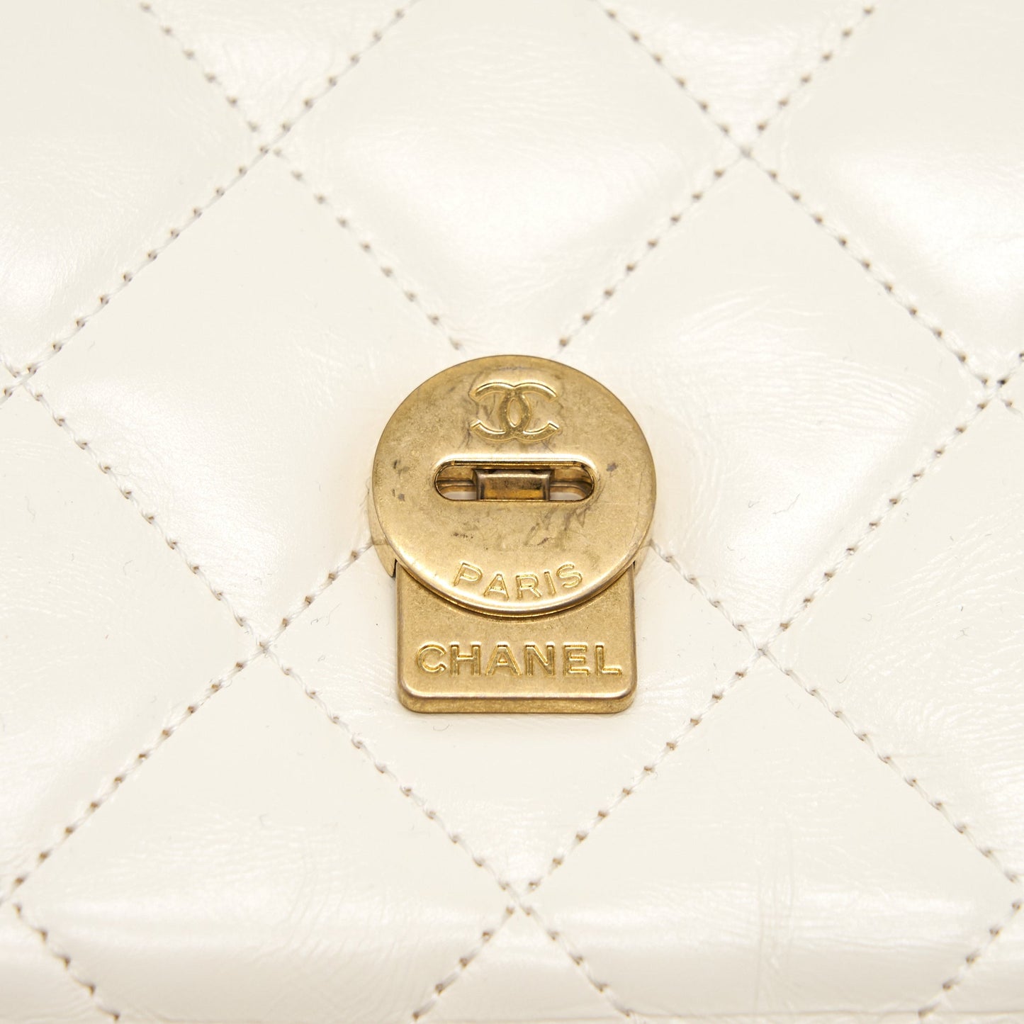 Chanel CC Leather Flap Bag White GHW