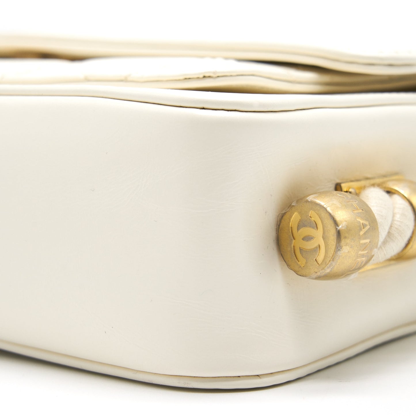 Chanel CC Leather Flap Bag White GHW