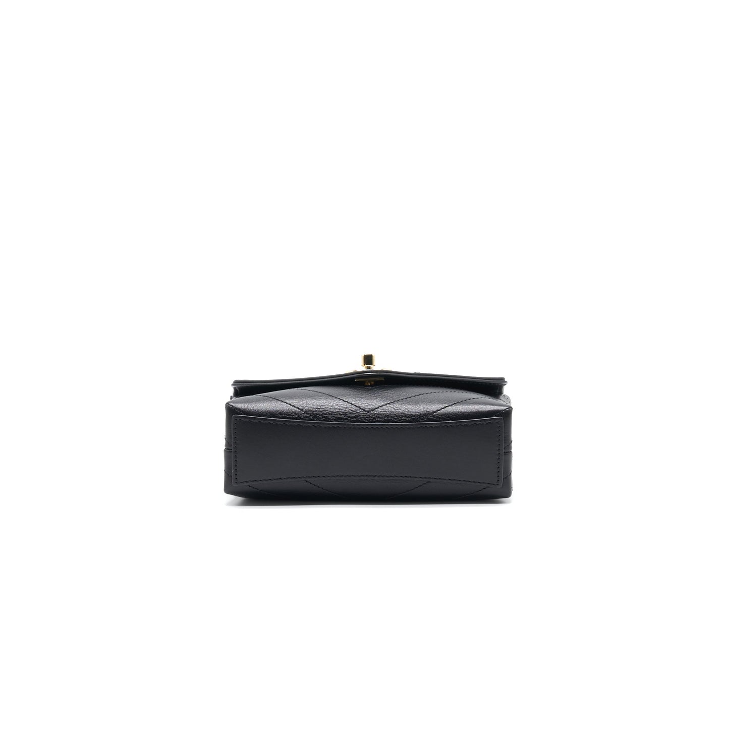 Chanel Calfskin Chevron Leather Chain Waist Bag Black GHW