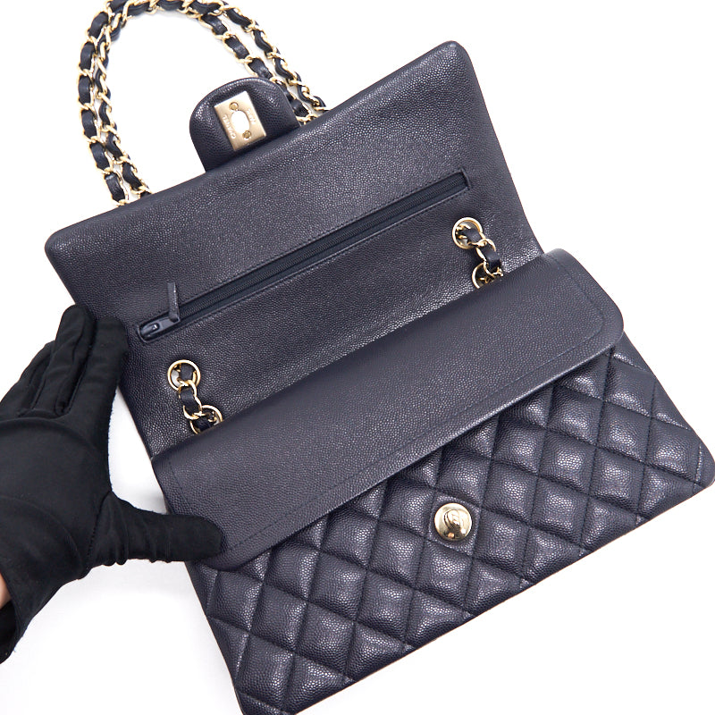 Chanel medium 25cm Classiccal double flap cavier Navy LGHW year 2020