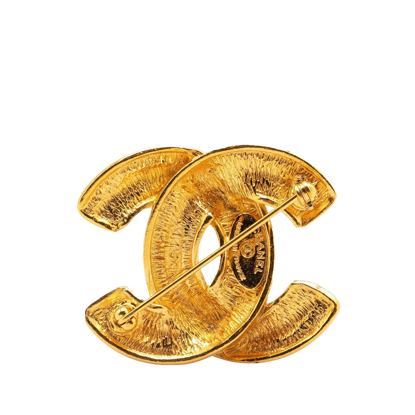Gold Chanel Gold Plated CC Quilted Brooch