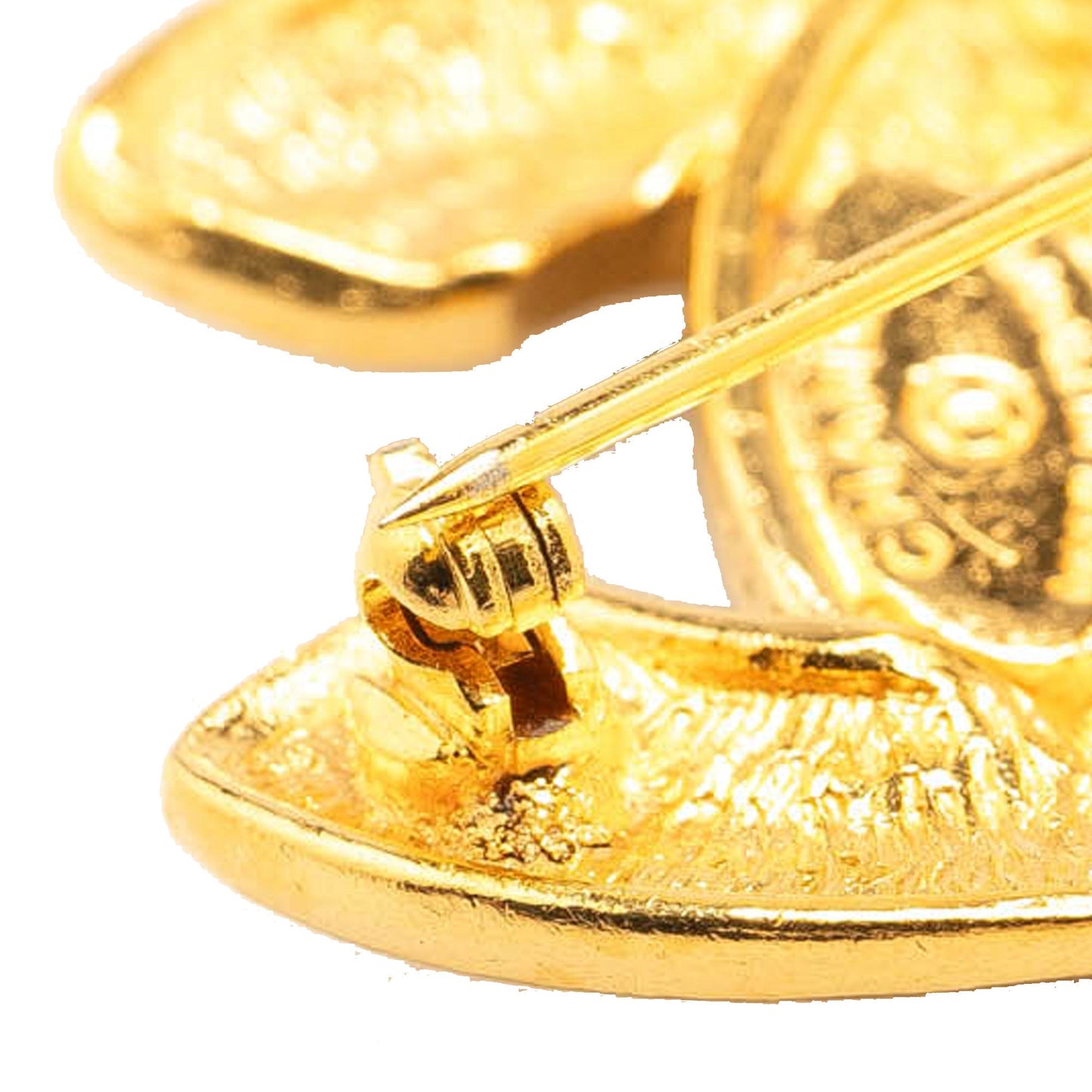 Gold Chanel Gold Plated CC Quilted Brooch