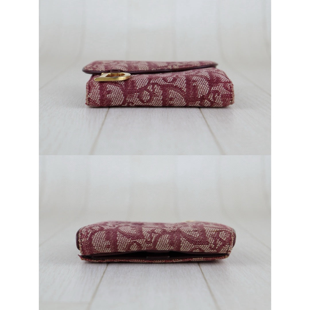 Fair ( Rank B ) Dior Trotter Trifold Wallet RedH24112503