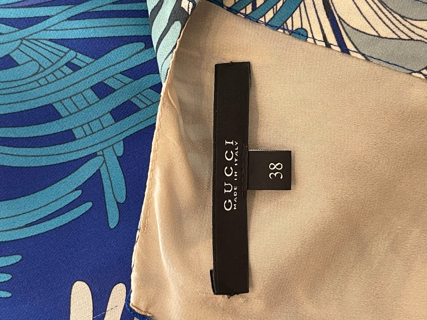 Gucci Blue Silk Printed Mini Sleeveless Dress Size IT 38 (UK 6)