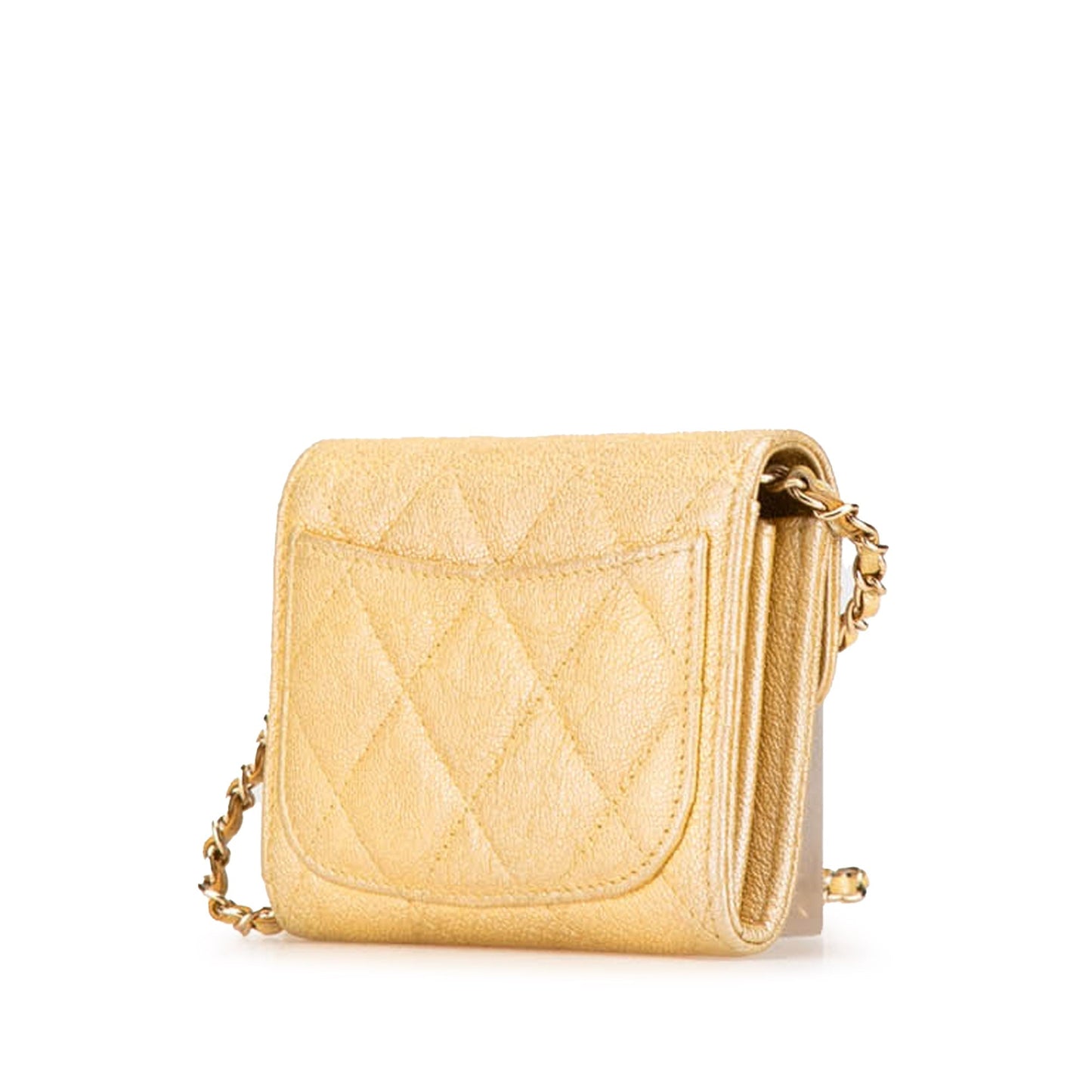 Chanel Sac CC Quilted Iridescent Caviar Flap Card Holder on Chain